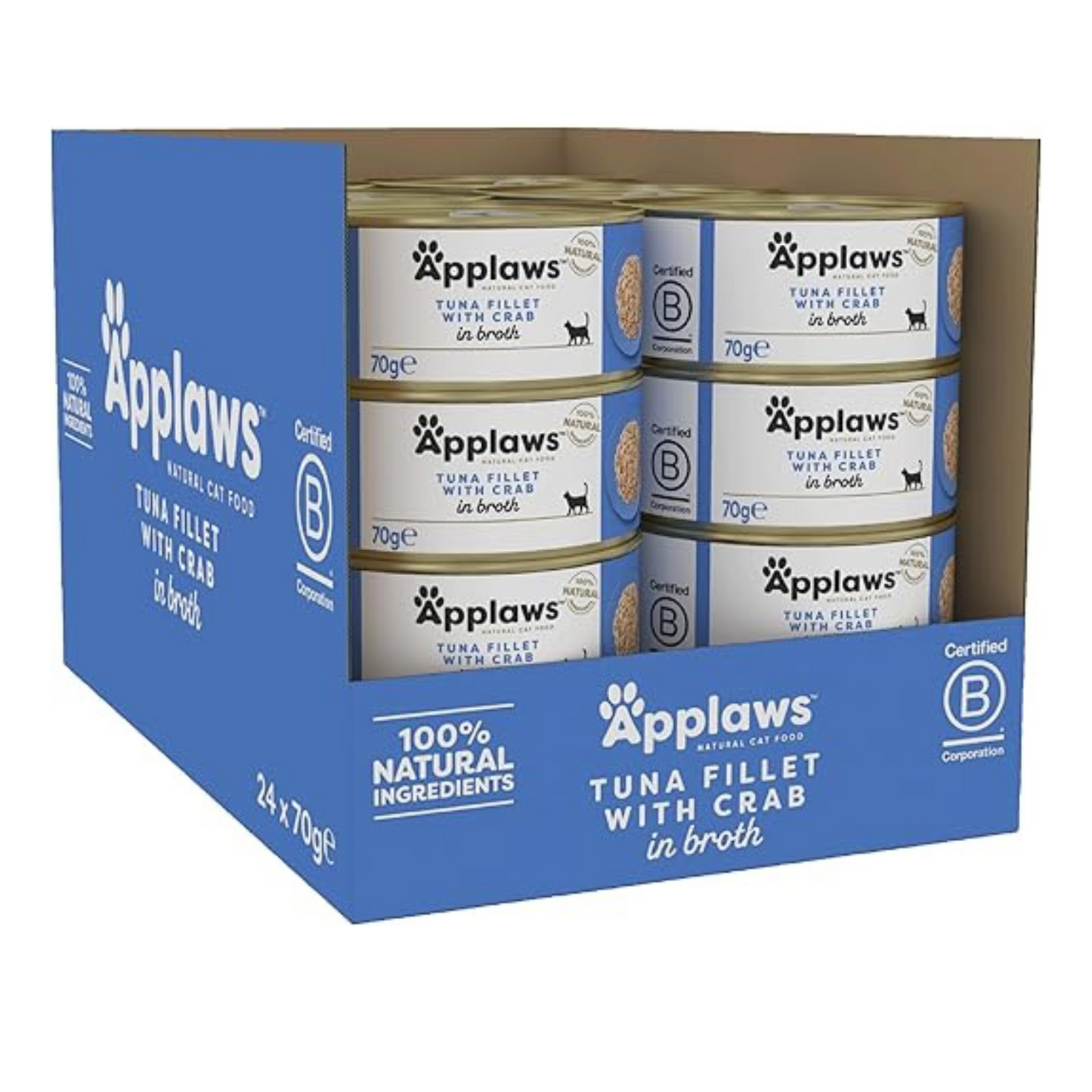 Applaws Natural Tuna Fillet with Crab - Cat Wet Food Cans (24 x 70g) - Rufftail