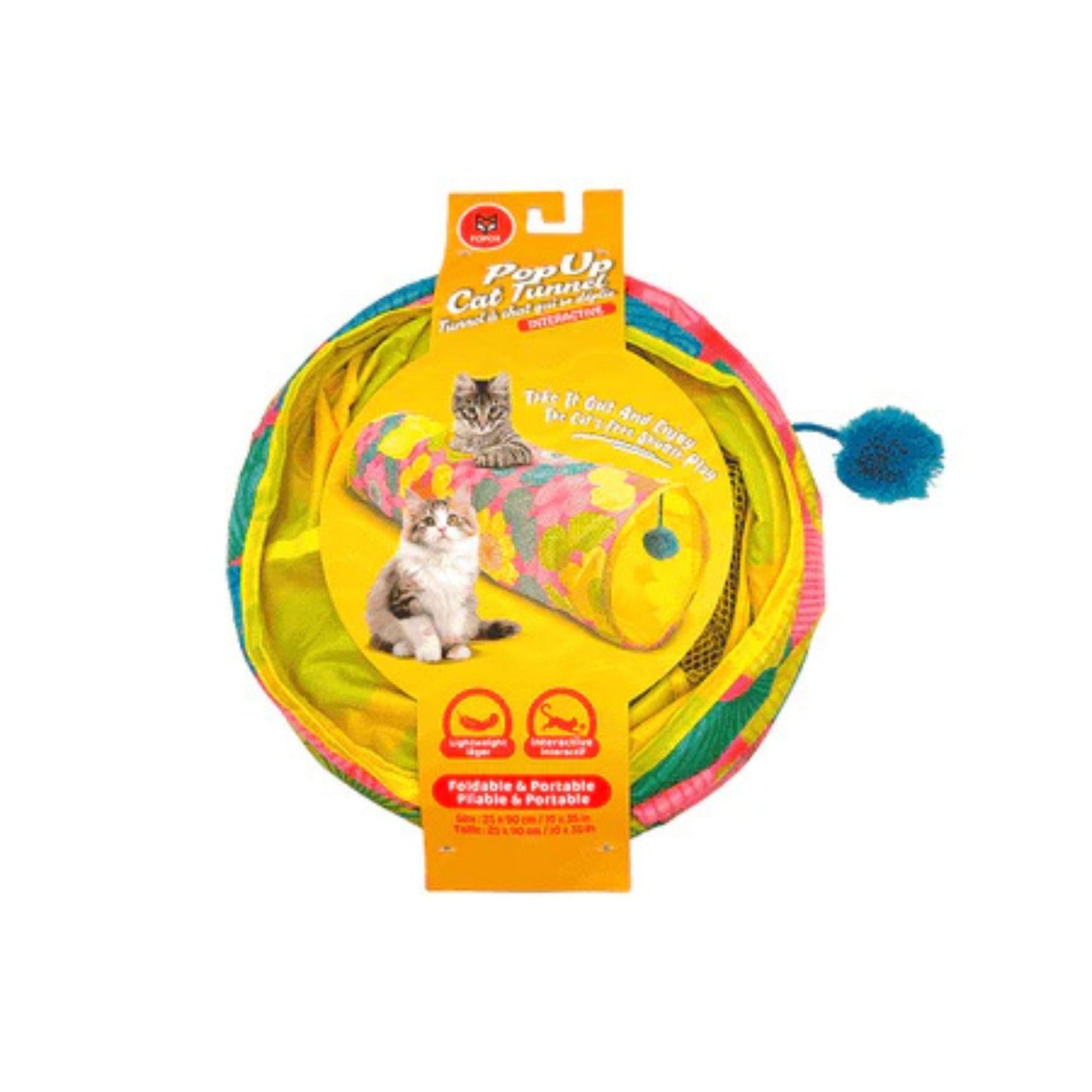 Barkbutler x FOFOS Floral Pop-up Cat Tunnel - Interactive Cat Toy - Rufftail