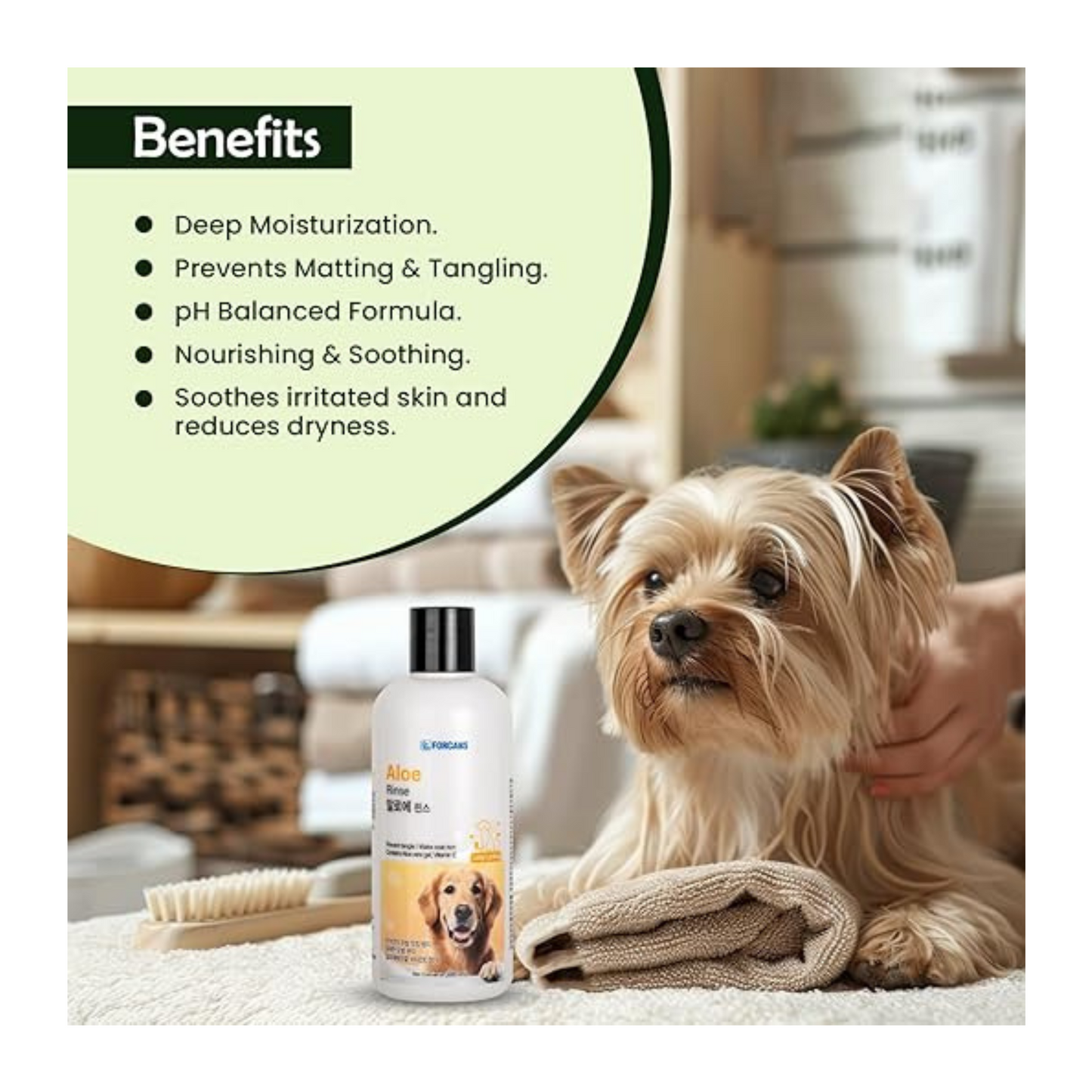 Forcans Aloe Rinse Conditioner for Dogs - Long Coats, Moisturizing & Soothing Formula (300 ml) - Rufftail