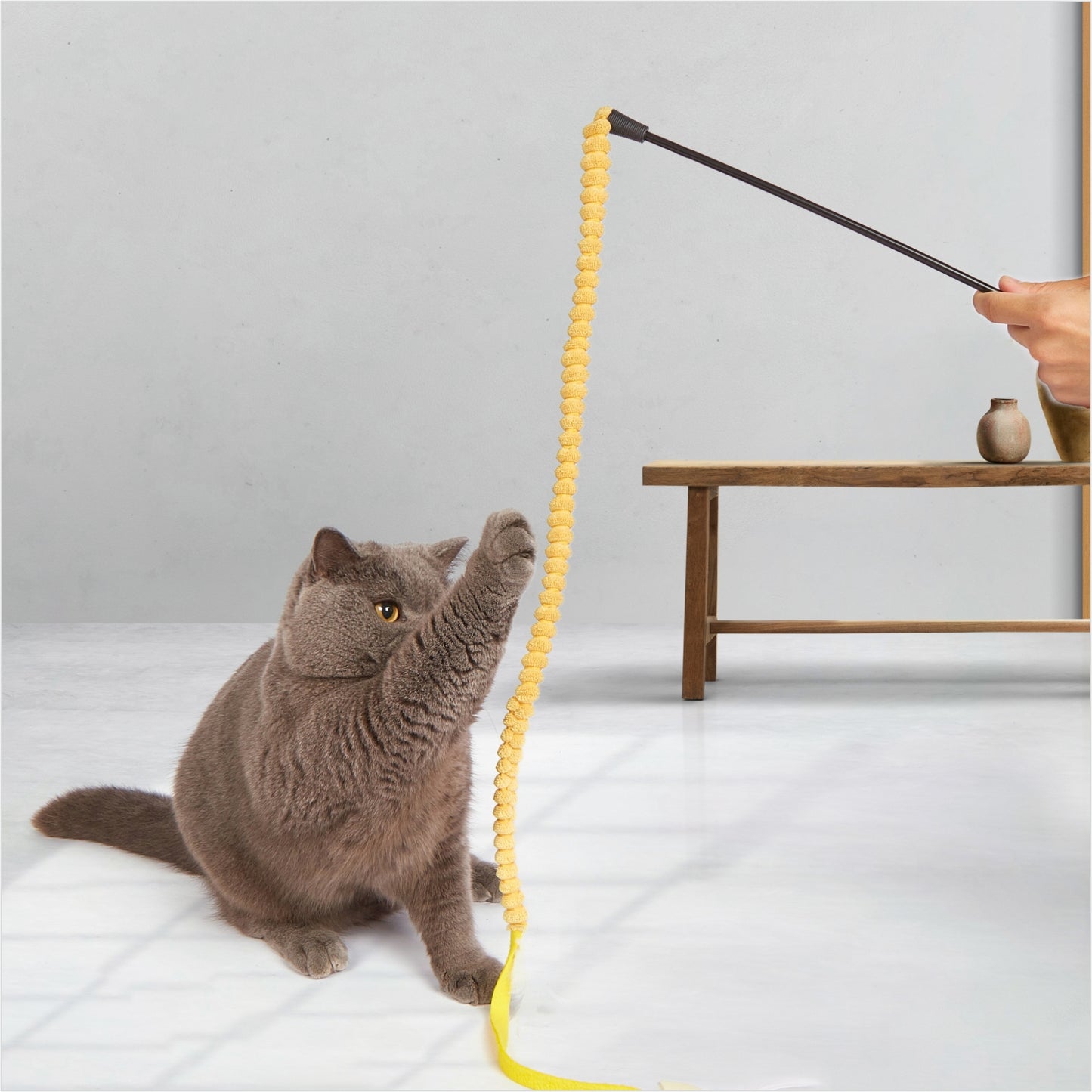 BarkButler x FOFOS Cat Teaser Wand Toy - Yellow - Rufftail