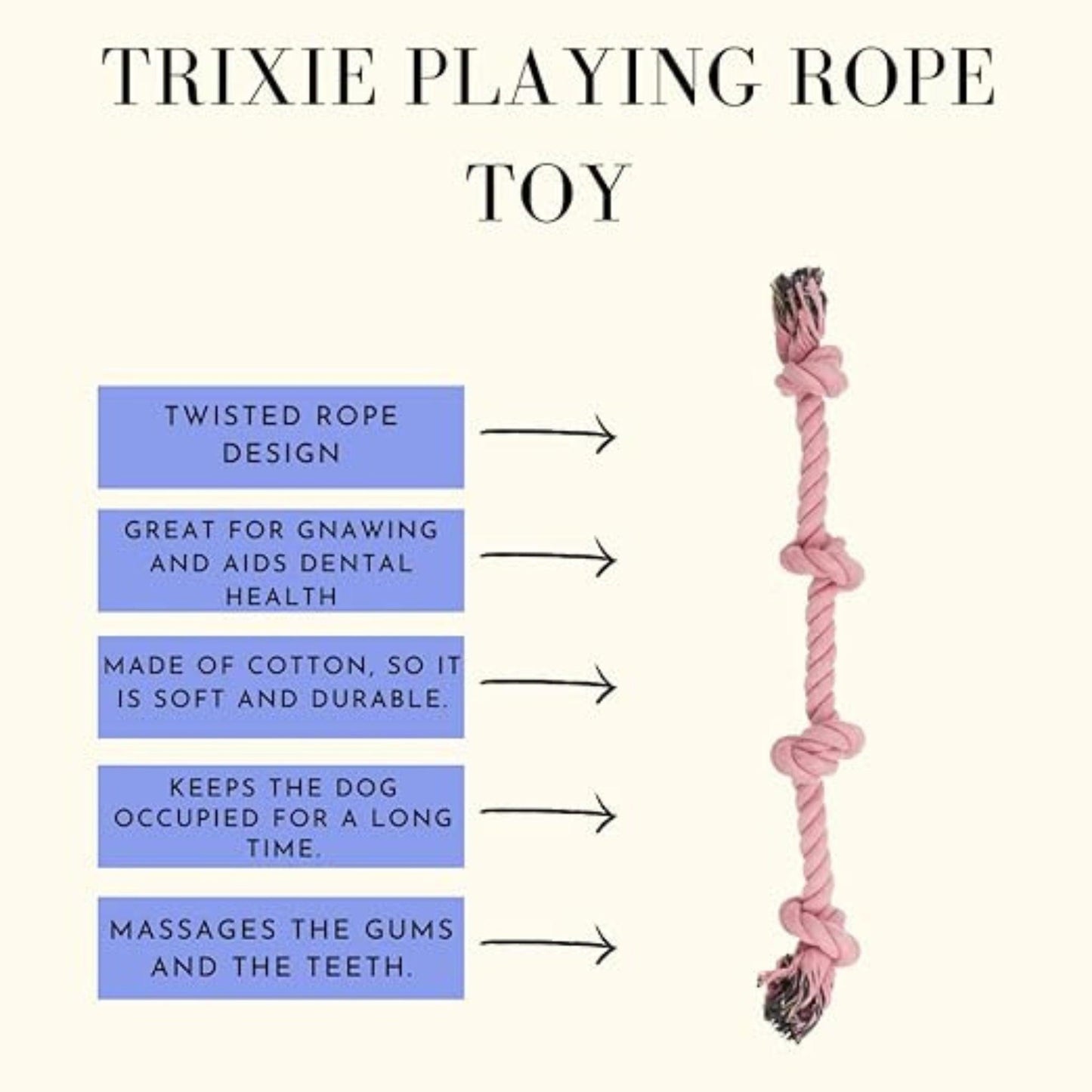 Trixie Playing Rope with Four Knot for Dogs - 54cm - Rufftail