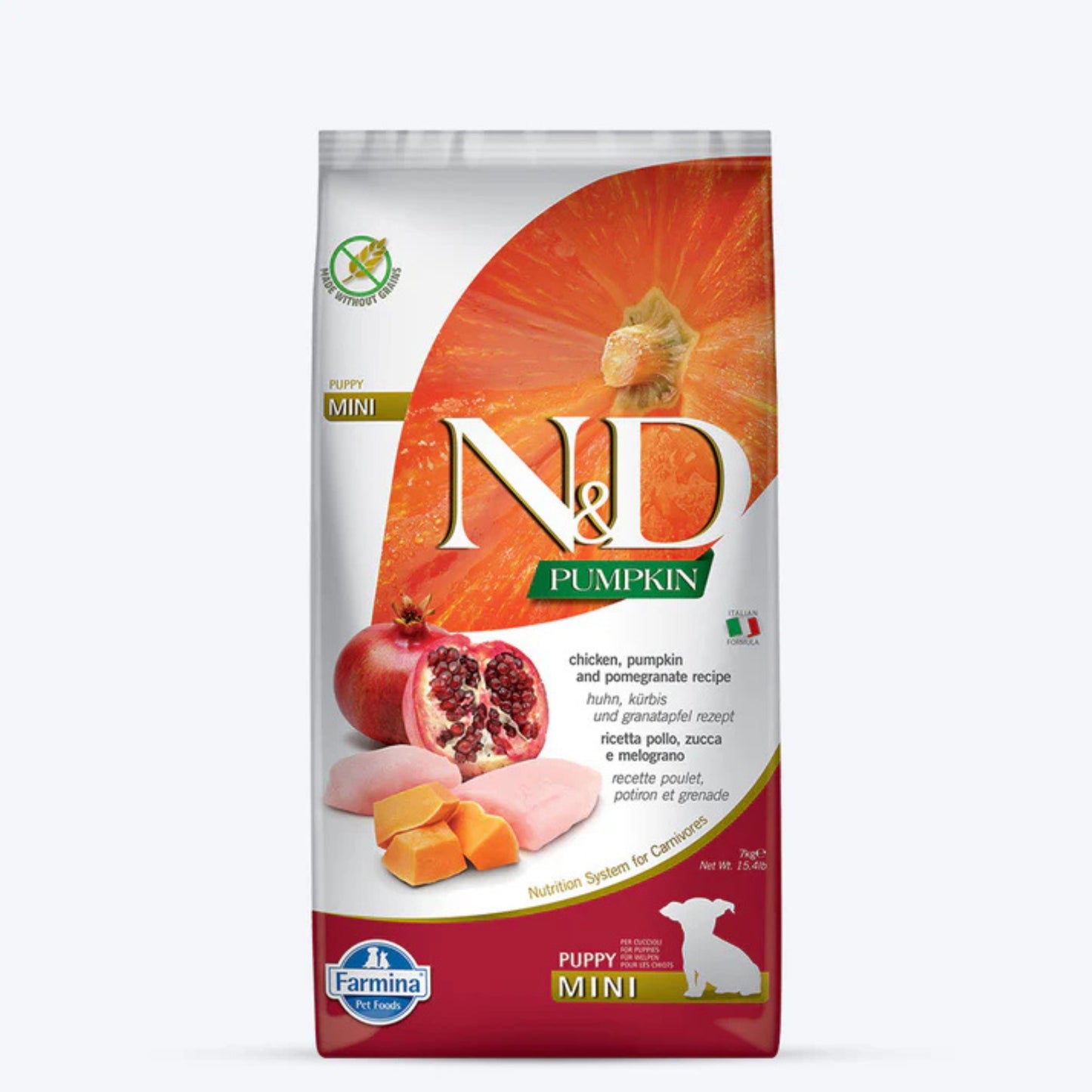 Farmina N&D Pumpkin Chicken & Pomegranate Grain Free Mini Breed Dry Puppy Food - Rufftail