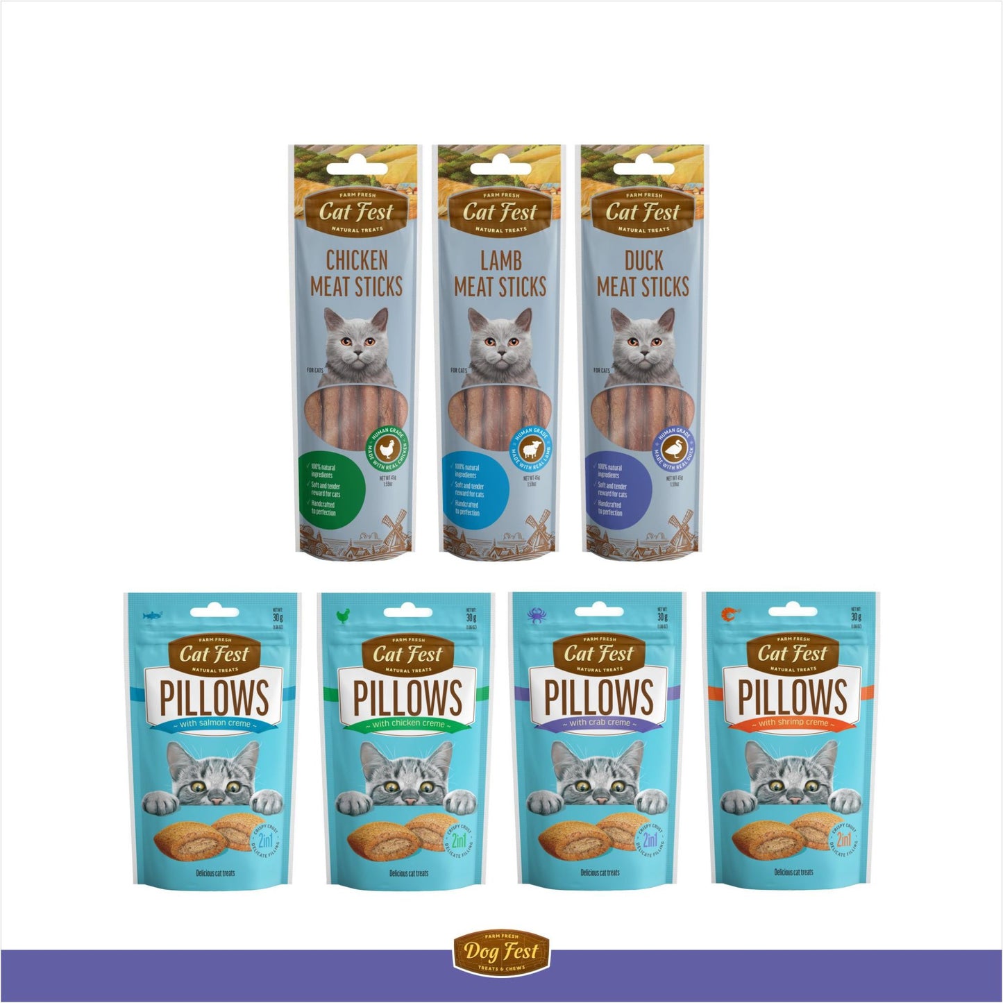 CatFest Meat Sticks Chicken Natural Cat Treat -All Cat Breeds - Rufftail