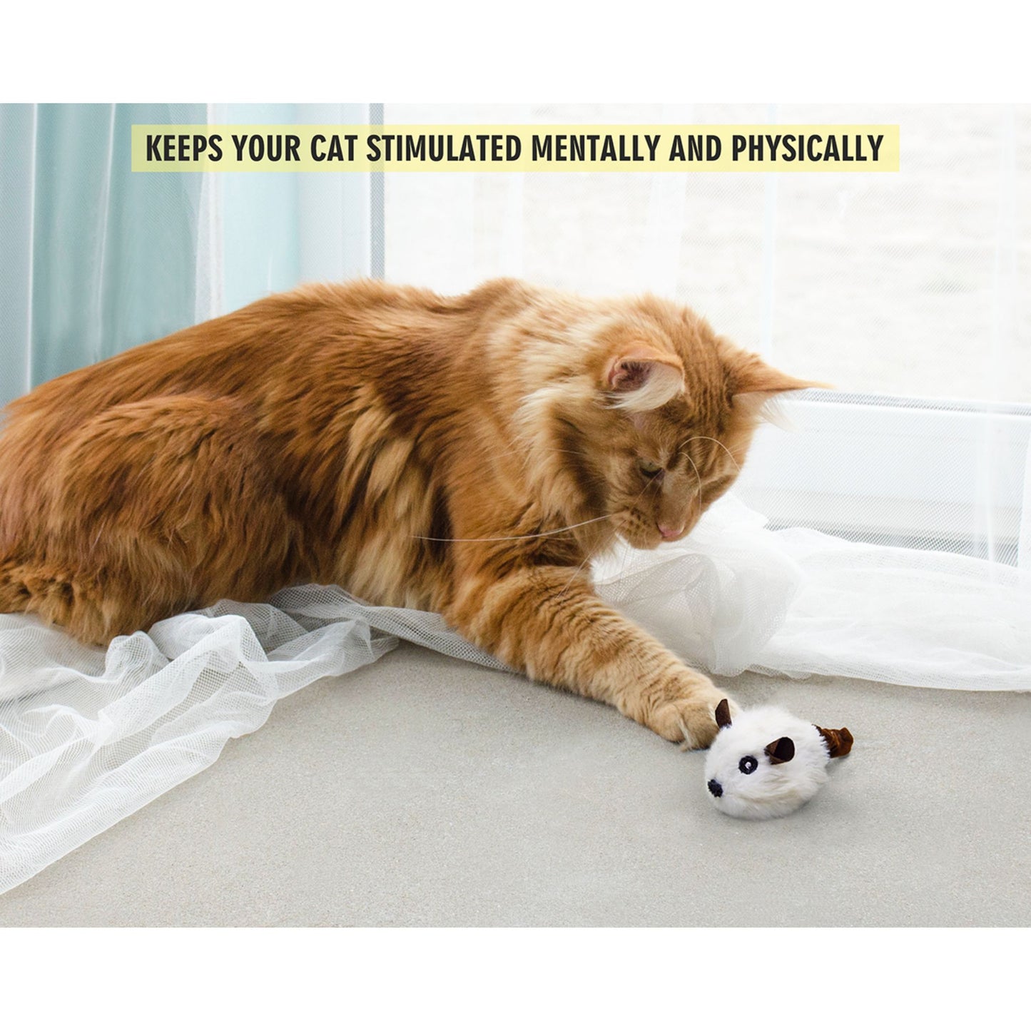 BarkButler x Fofos Pull String & Sound Chip Mouse Electronic Cat Toy- White - Rufftail