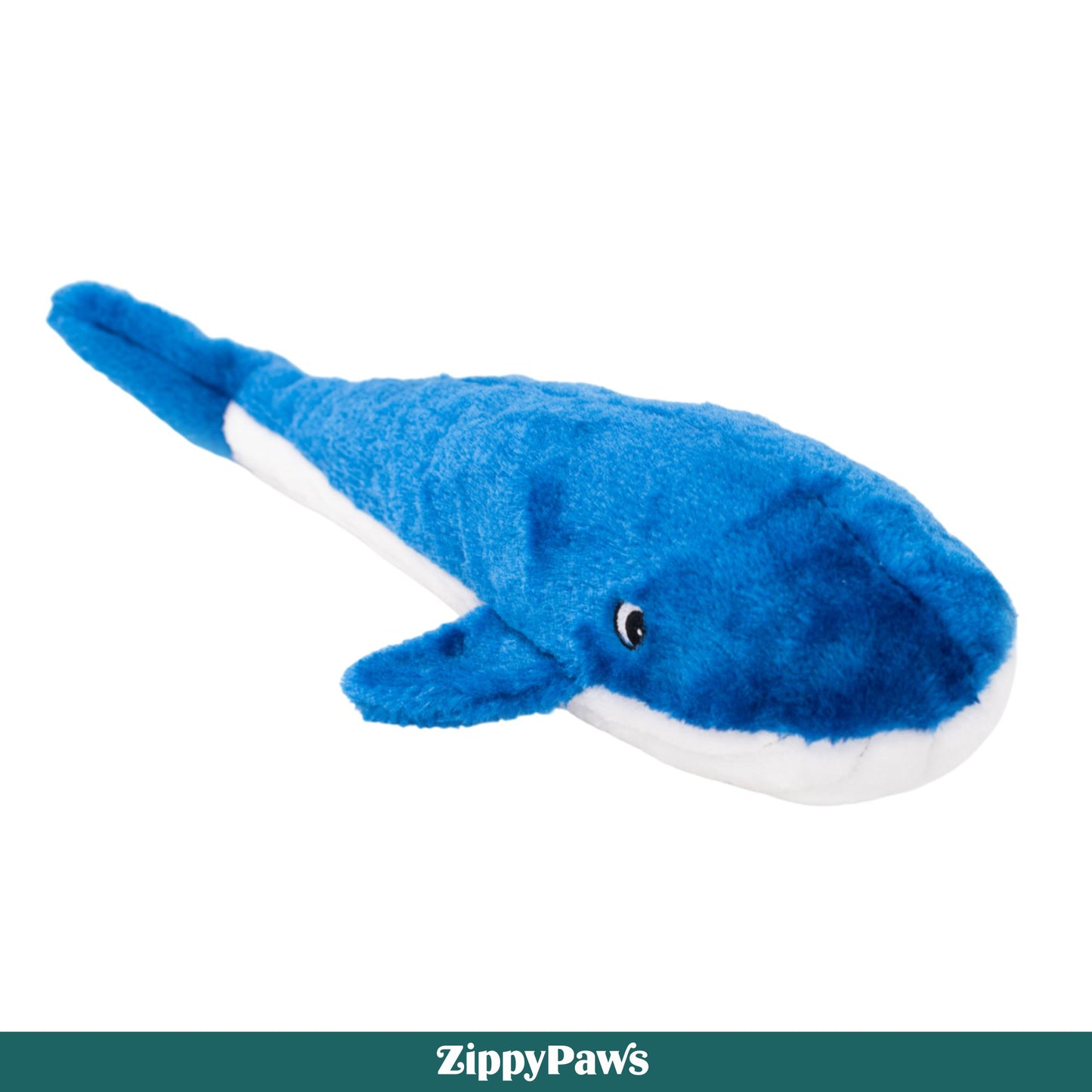 Zippy Paws Jigglerz - Blue Whale Dog Plush Toy - Rufftail