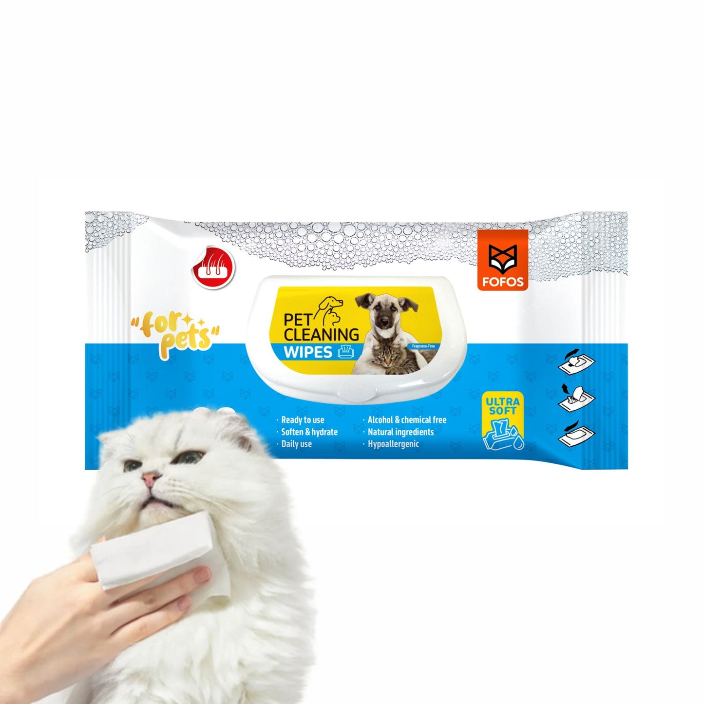 BarkButler x FOFOS Pet Cleaning Wipes- Anti-Bacterial Lotion Infused Unscented Pet Wipes - Rufftail