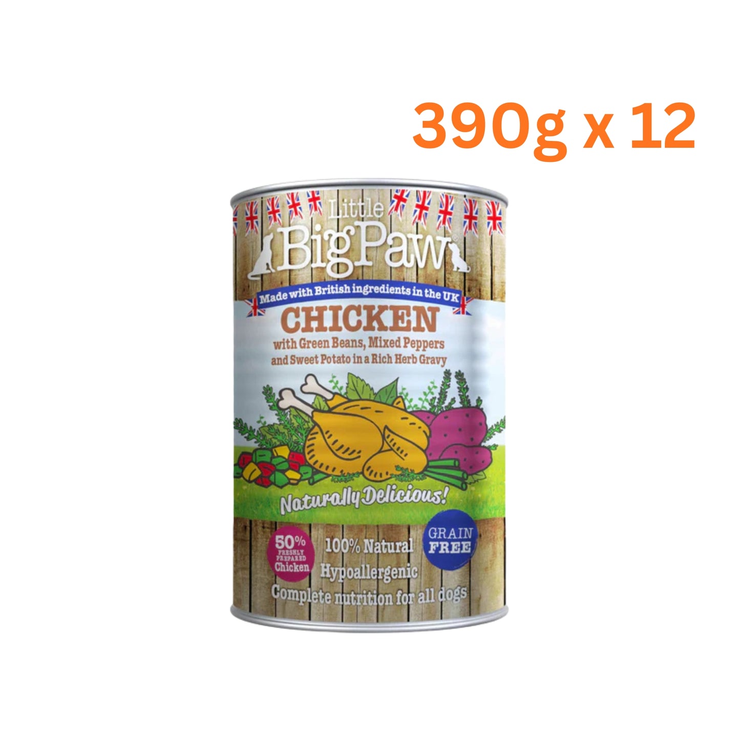 Little Big Paw Chicken, Sweet Potato & Veggies Adult Dog Food - 390g