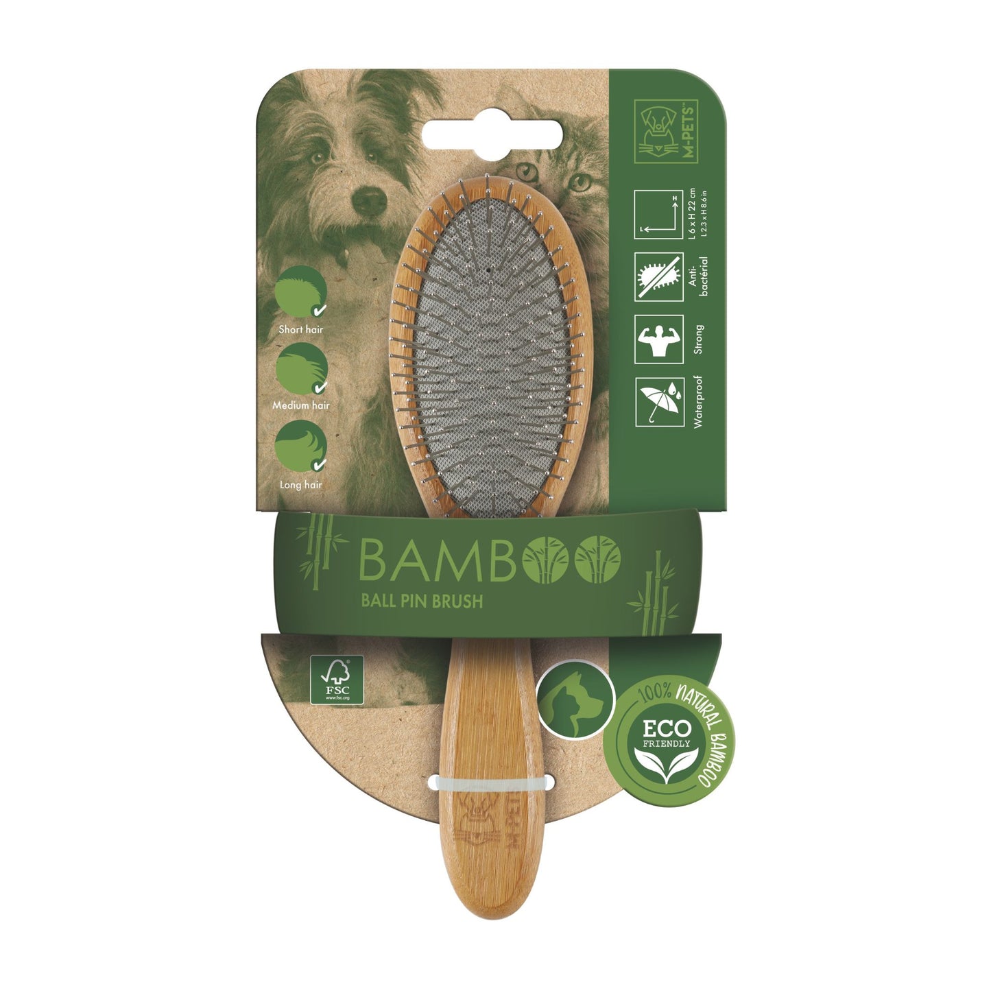 M-PETS Bamboo Ball Pin Brush For Pets - Rufftail