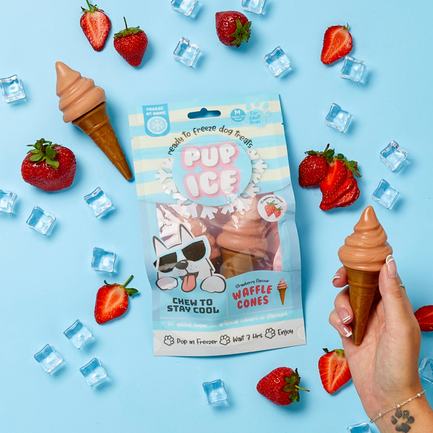 Imaginelles Pup Ice WaffleCones Vanilla & Peanut Butter Dog Treat 110g - Rufftail