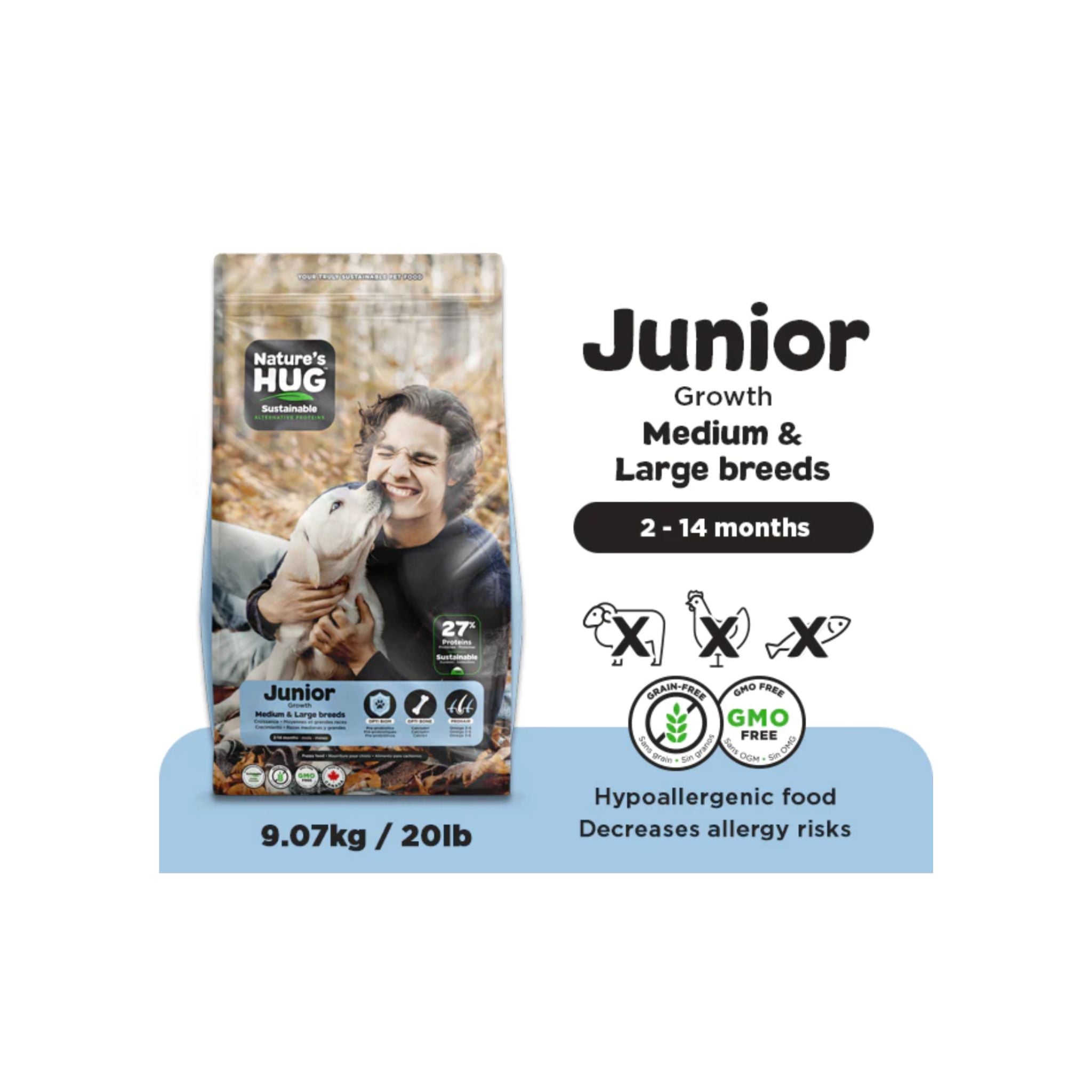 Nature'S Hug Junior Growth Medium & Large Breeds - Vegan Dog Food - Rufftail