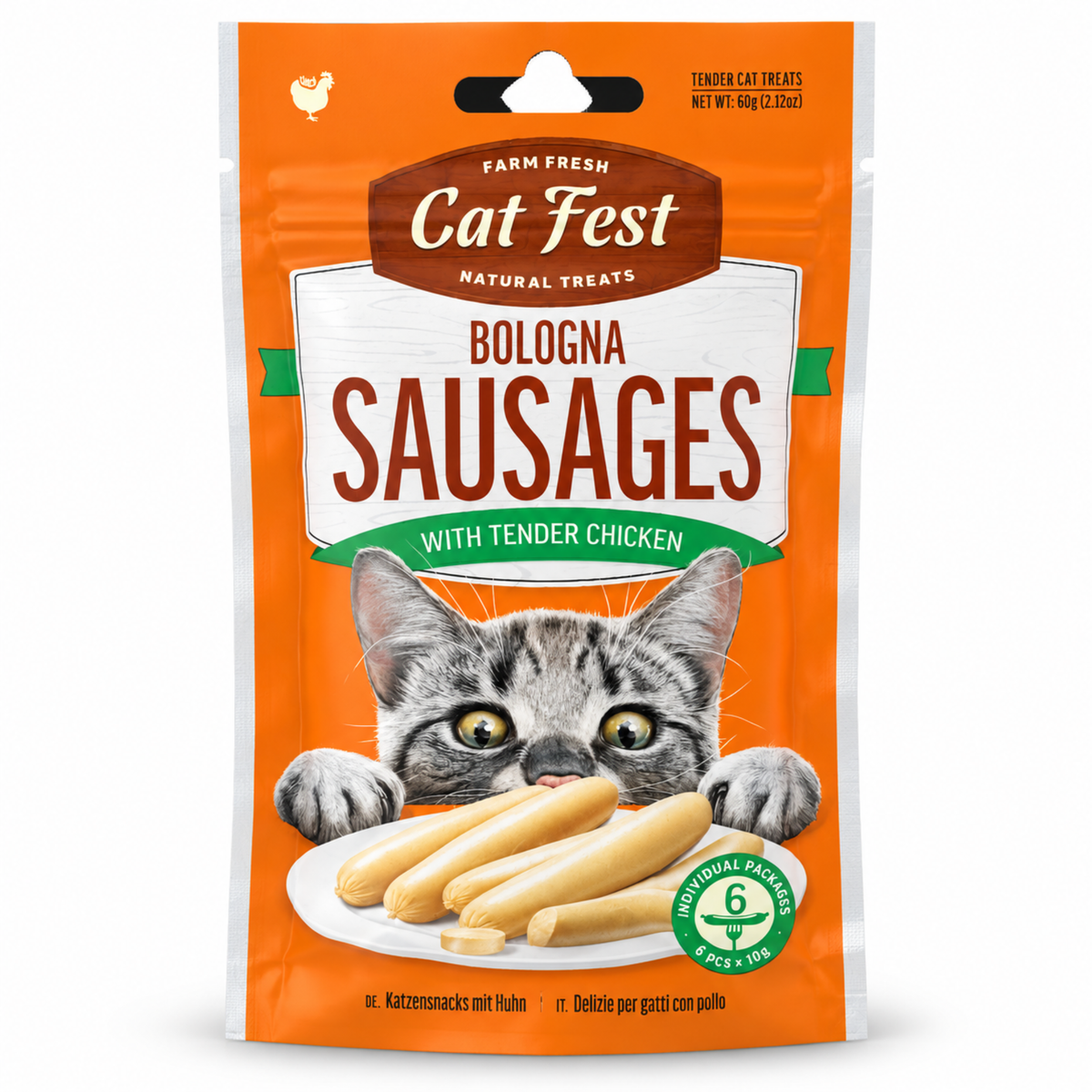 Cat Fest Bologna Sausages with Tender Chicken – Cat Treats (10g x 6pcs)
