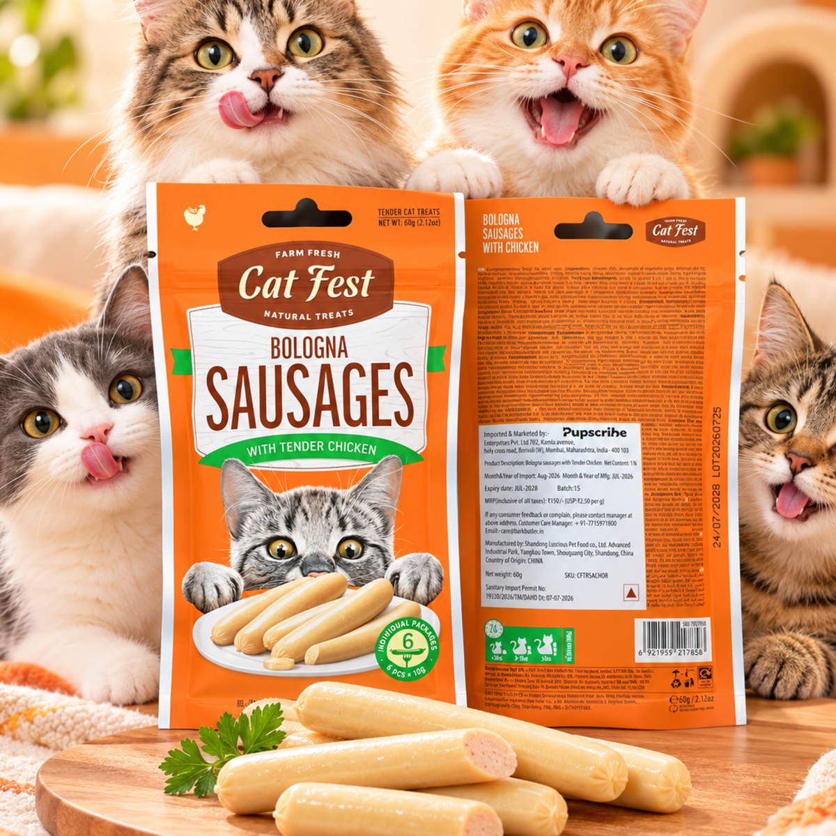 Cat Fest Bologna Sausages with Tender Chicken – Cat Treats (10g x 6pcs)