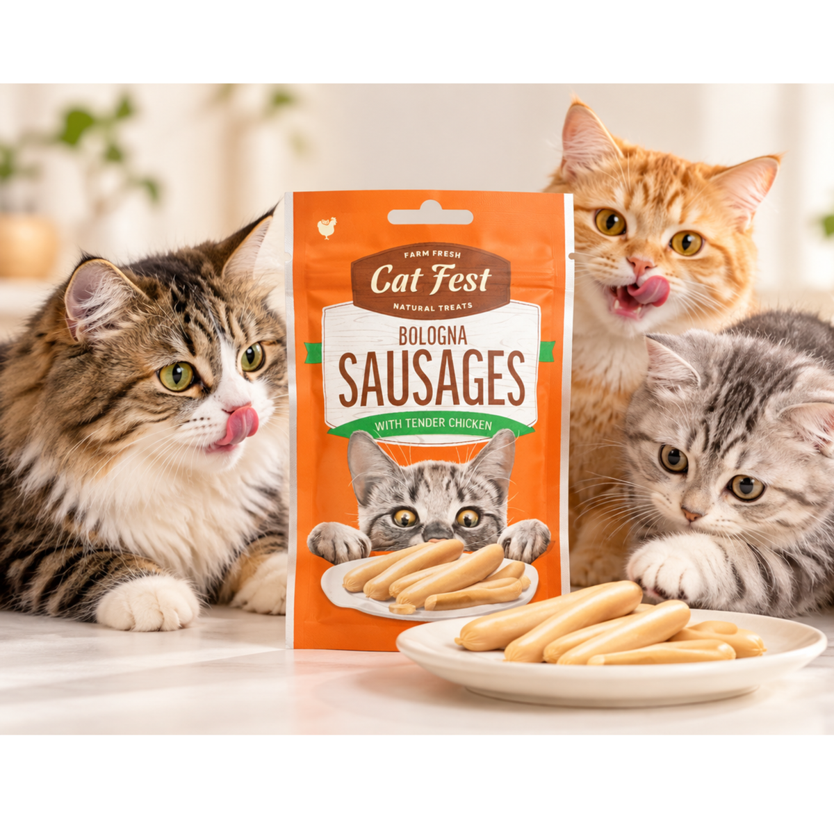 Cat Fest Bologna Sausages with Tender Chicken – Cat Treats (10g x 6pcs)