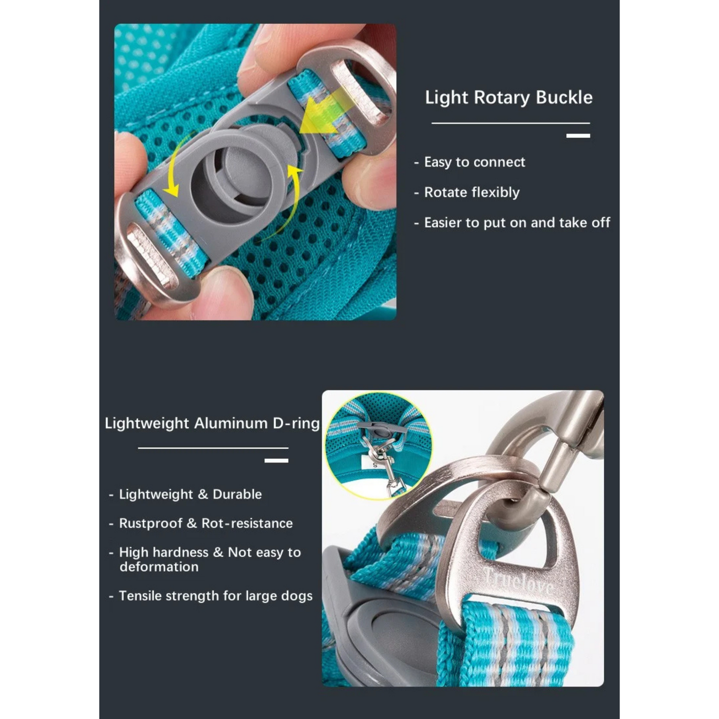 TRUELOVE Mesh Harness & Leash Set For Cats & Dogs - Fuchsia - Rufftail