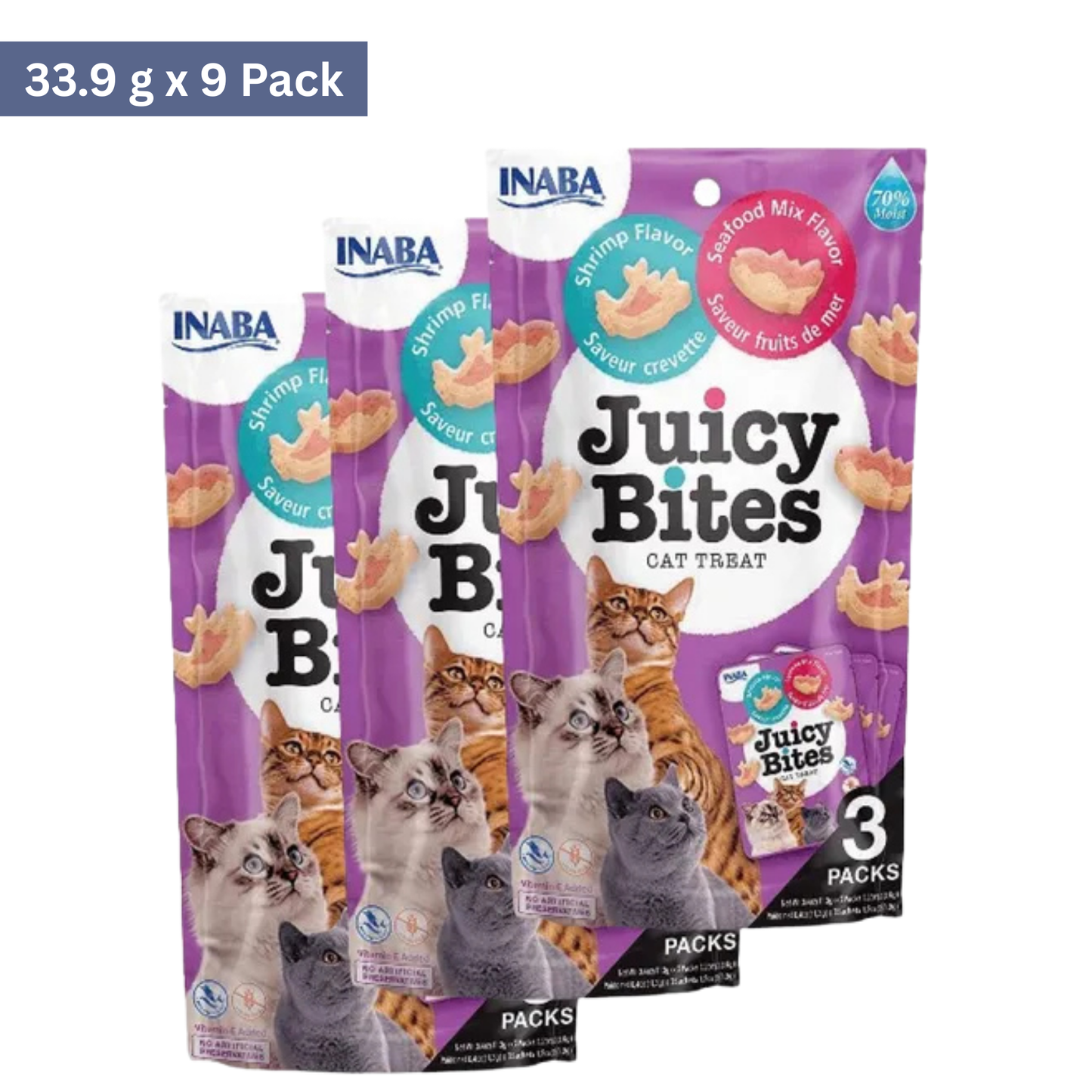 Inaba Juicy Bites Shrimp & Seafood Mix Flavor Cat Treat (33.9 g)