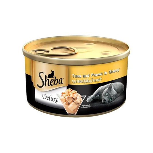 Sheba Tuna Fillets and Whole Prawns in Gravy Adult Wet Cat Food - 85 gm Packs