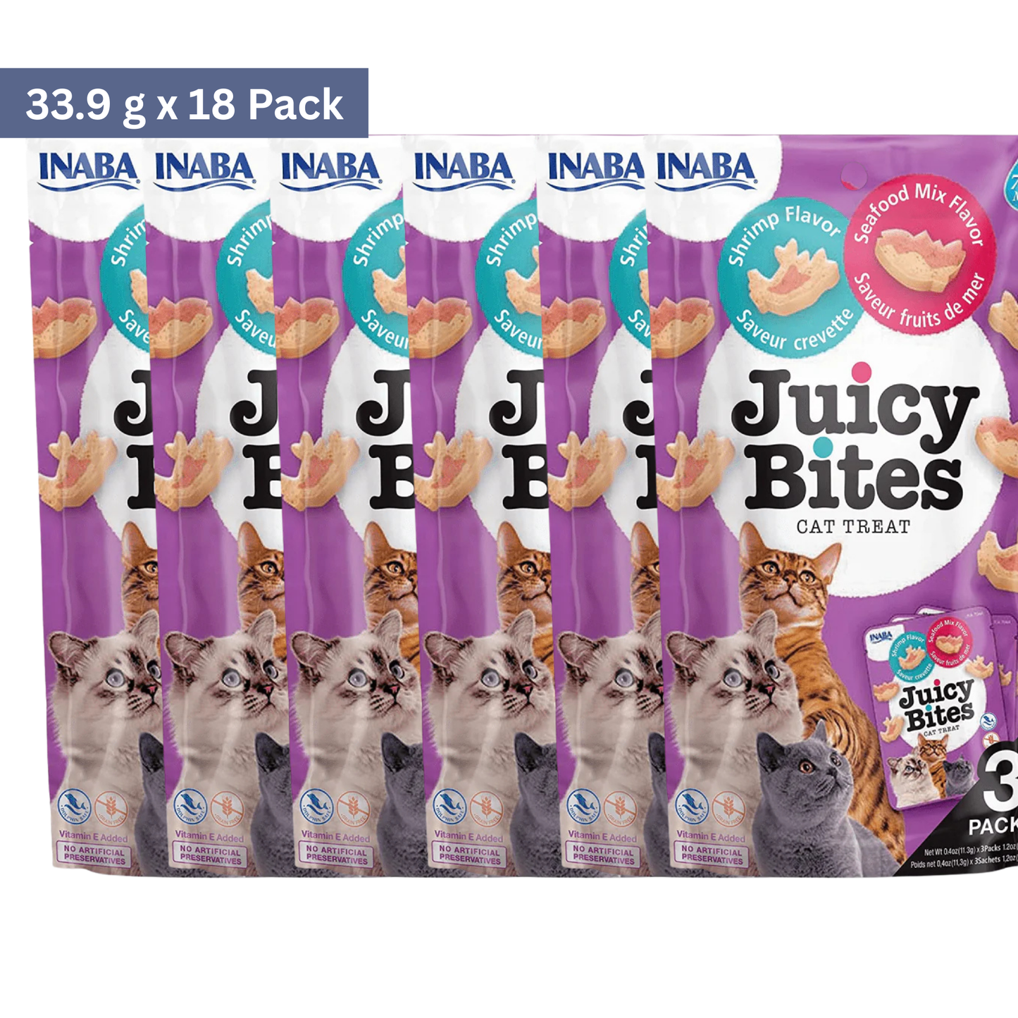 Inaba Juicy Bites Shrimp & Seafood Mix Flavor Cat Treat (33.9 g)