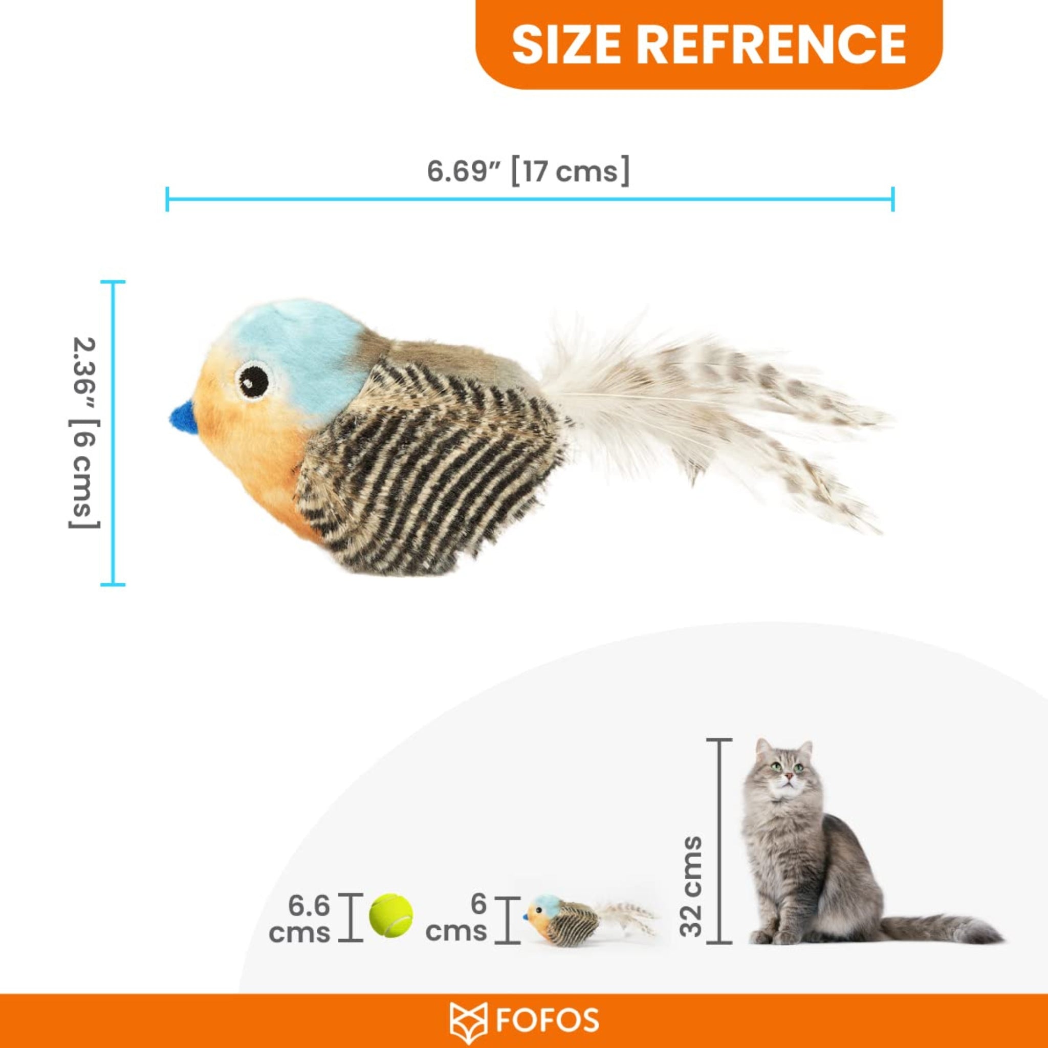 Fofos Blue Bird with Catnip Balls Cat Toy - Blue - Rufftail