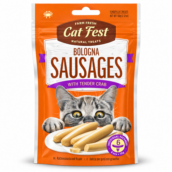 Cat Fest Bologna Sausages with Tender Crab – Cat Treats (10g x 6pcs)