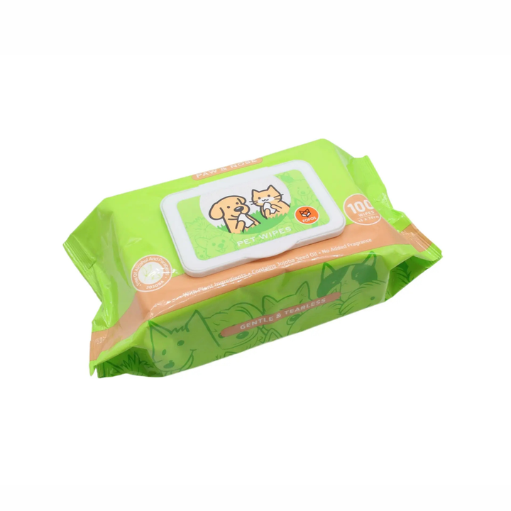 FOFOS Paw & Nose Pet Wipes – Gentle & Tearless Cleaning Wipes for Dogs & Cats (100 Wipes)