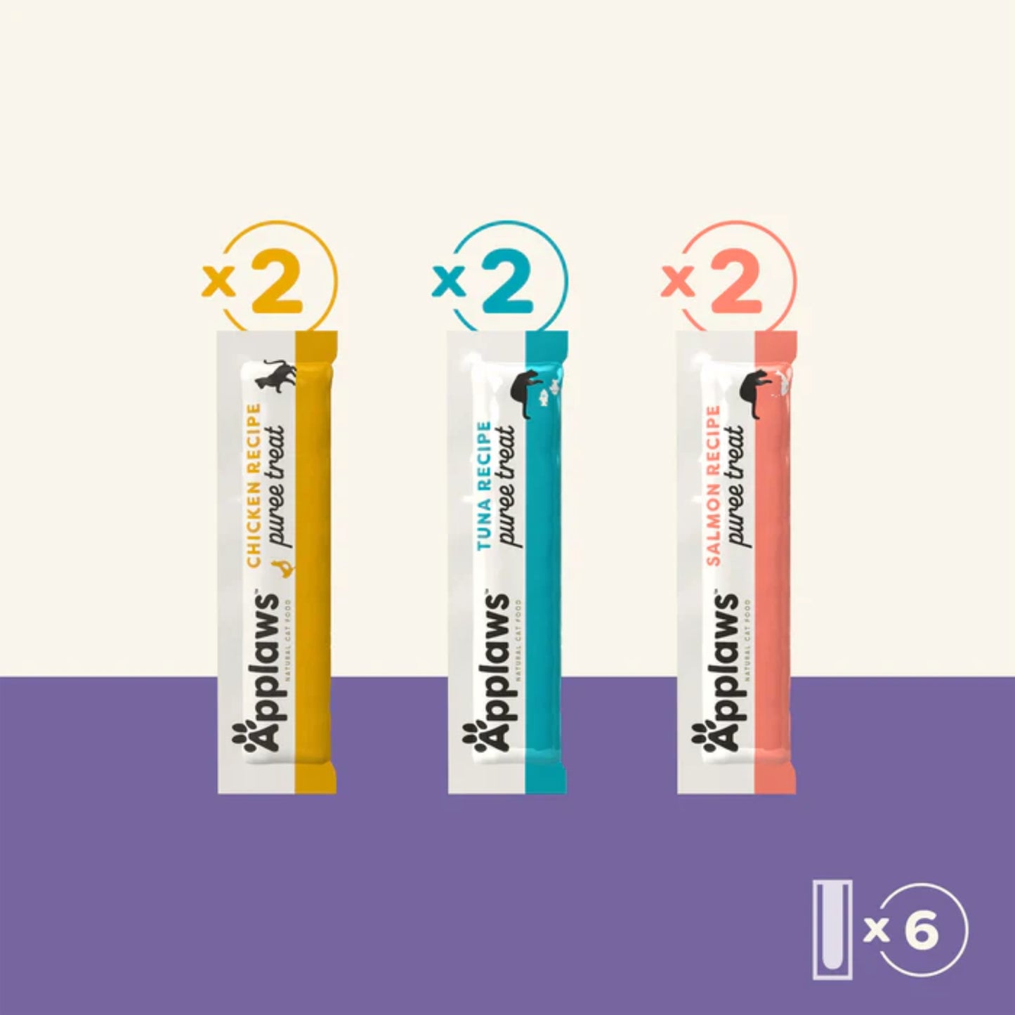 Applaws Natural Grain-Free Complementary Wet Cat Treats – Variety Lickable Treats (Chicken, Tuna & Salmon) 6 x 15g