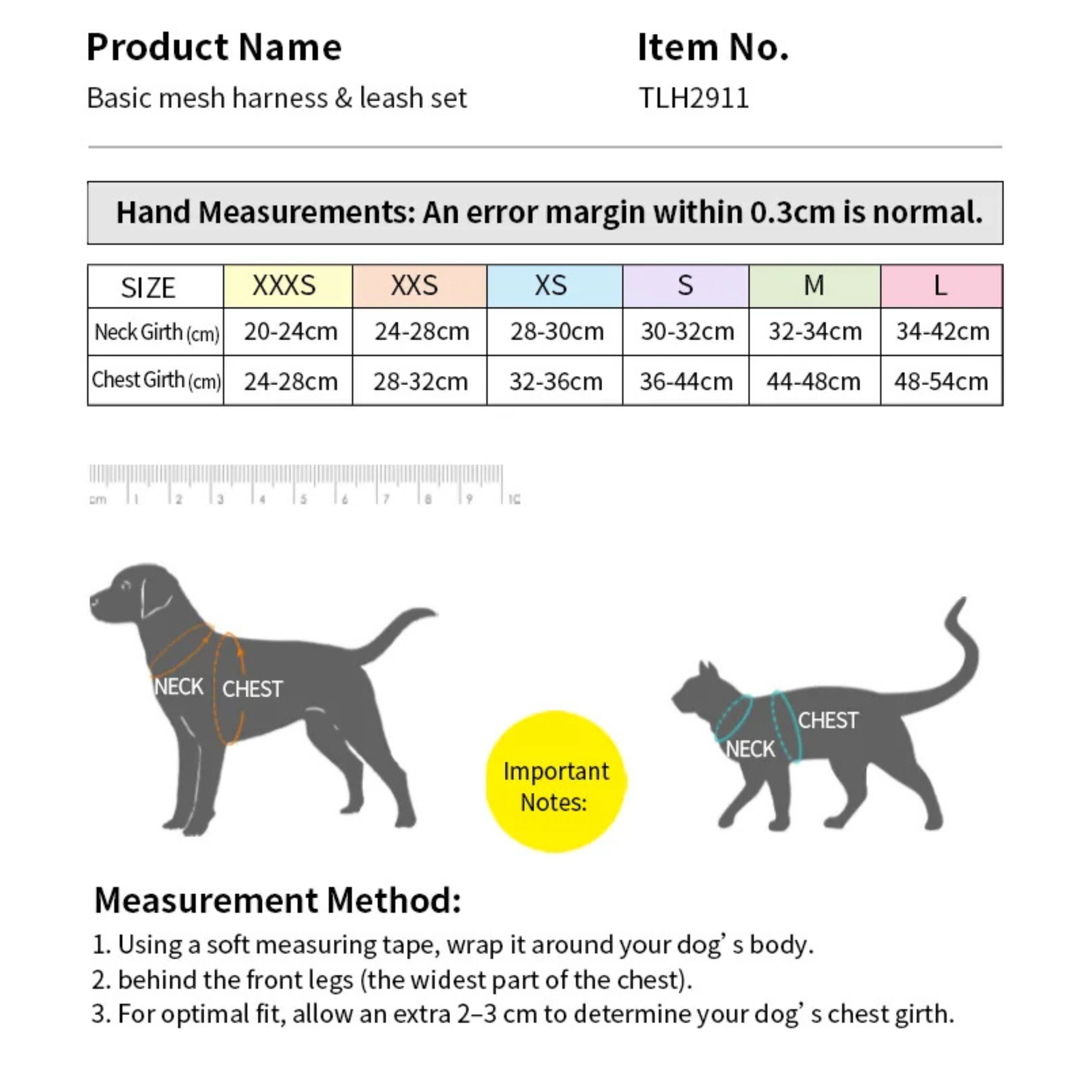TRUELOVE Mesh Harness & Leash Set For Cats & Dogs - Red