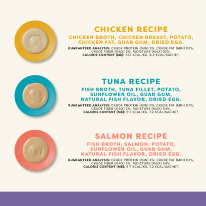 Applaws Natural Grain-Free Complementary Wet Cat Treats – Variety Lickable Treats (Chicken, Tuna & Salmon) 6 x 15g