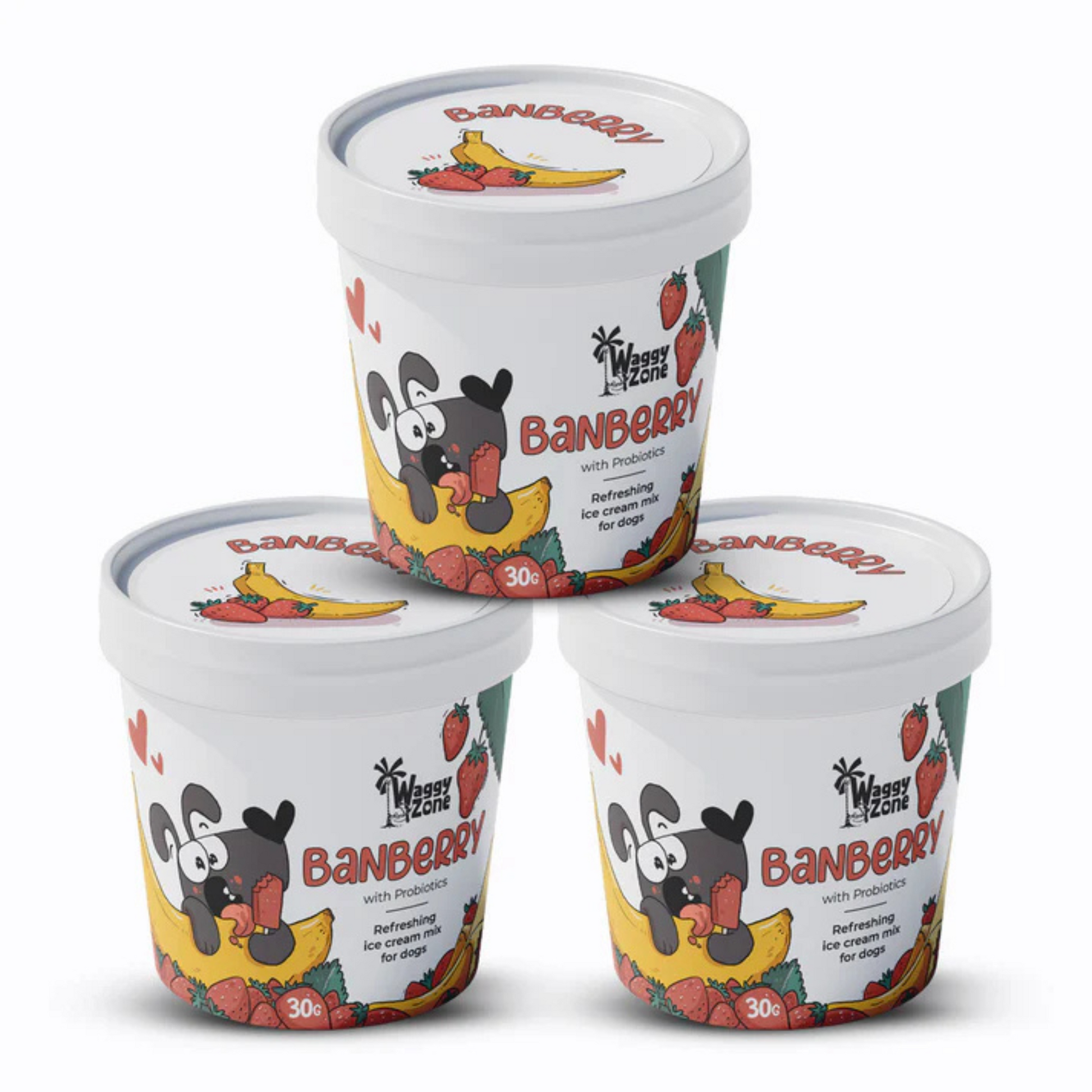 Waggy Zone Natural Dogs Ice Cream - Banberry (Pack of 3) - Rufftail