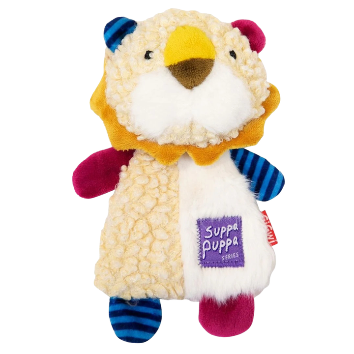 Gigwi Suppa Puppa Lion Puppy Toy - Soft Plush with Squeaker & Crinkle Paper - Rufftail