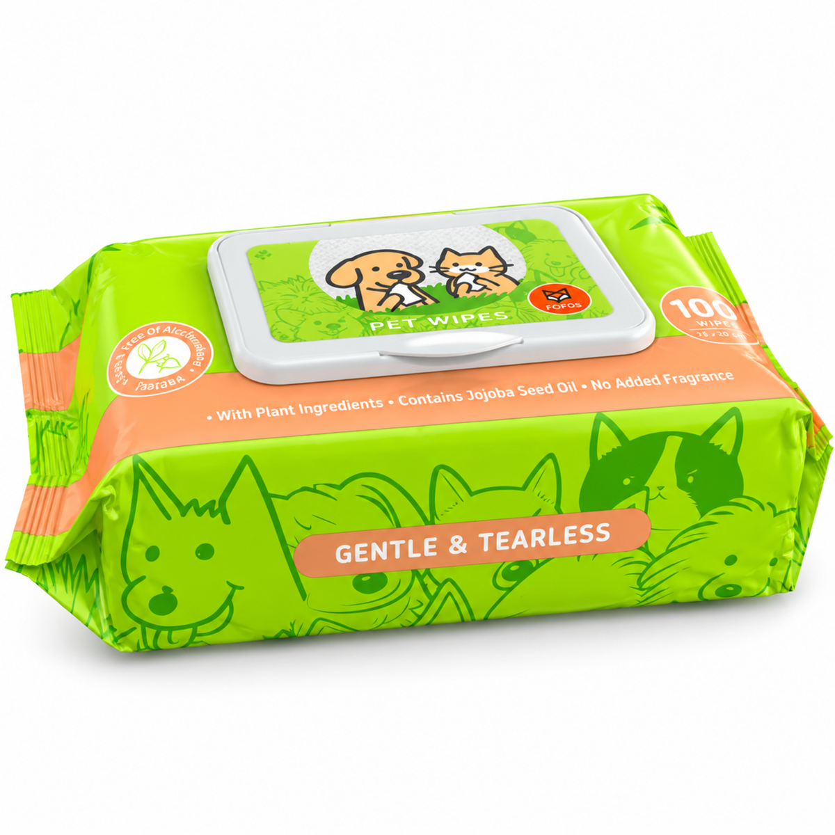 FOFOS Paw & Nose Pet Wipes – Gentle & Tearless Cleaning Wipes for Dogs & Cats (100 Wipes)