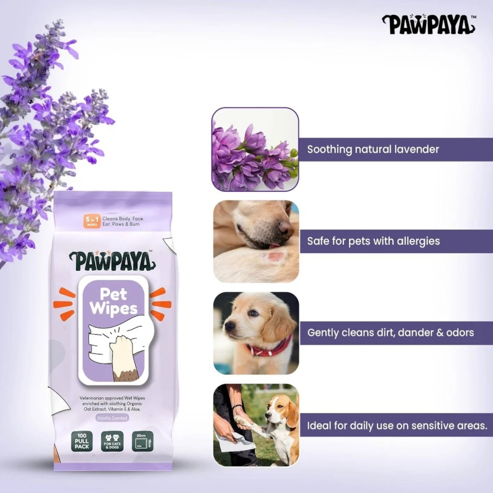 Pawpaya Pet Wipes Made for All Cats & Dogs- 100 pcs Pull Pack product image 6 - Rufftail Pune
