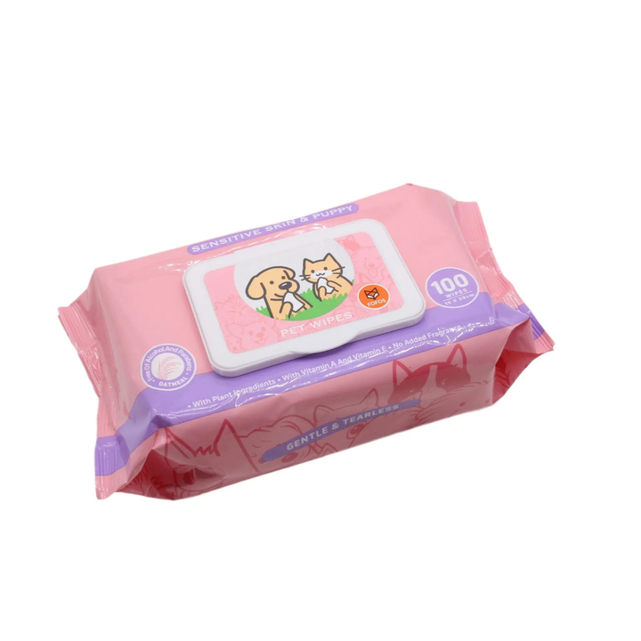 FOFOS Sensitive Skin & Puppy Pet Wipes – Gentle Wipes for Dogs & Cats (100 Wipes)