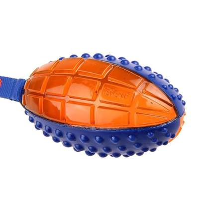 GiGwi Push to Mute Rugby Dog Toy Orange - Squeaker Toy Suitable for Medium to Large Dog Breeds