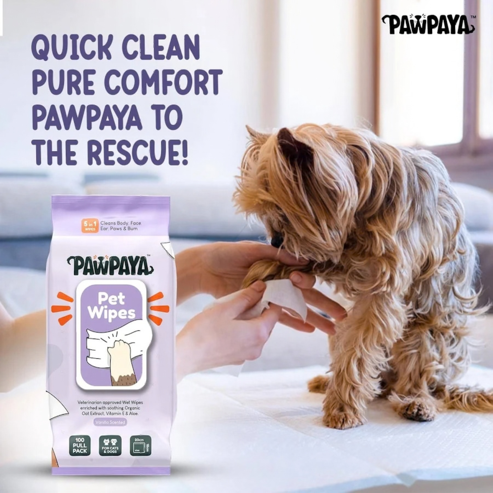 Pawpaya Pet Wipes Made for All Cats & Dogs- 100 pcs Pull Pack product image 8 - Rufftail Pune