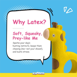 Holey Giraffe – Squeaky Latex Toy for Dogs (0-30kgs) – Yellow