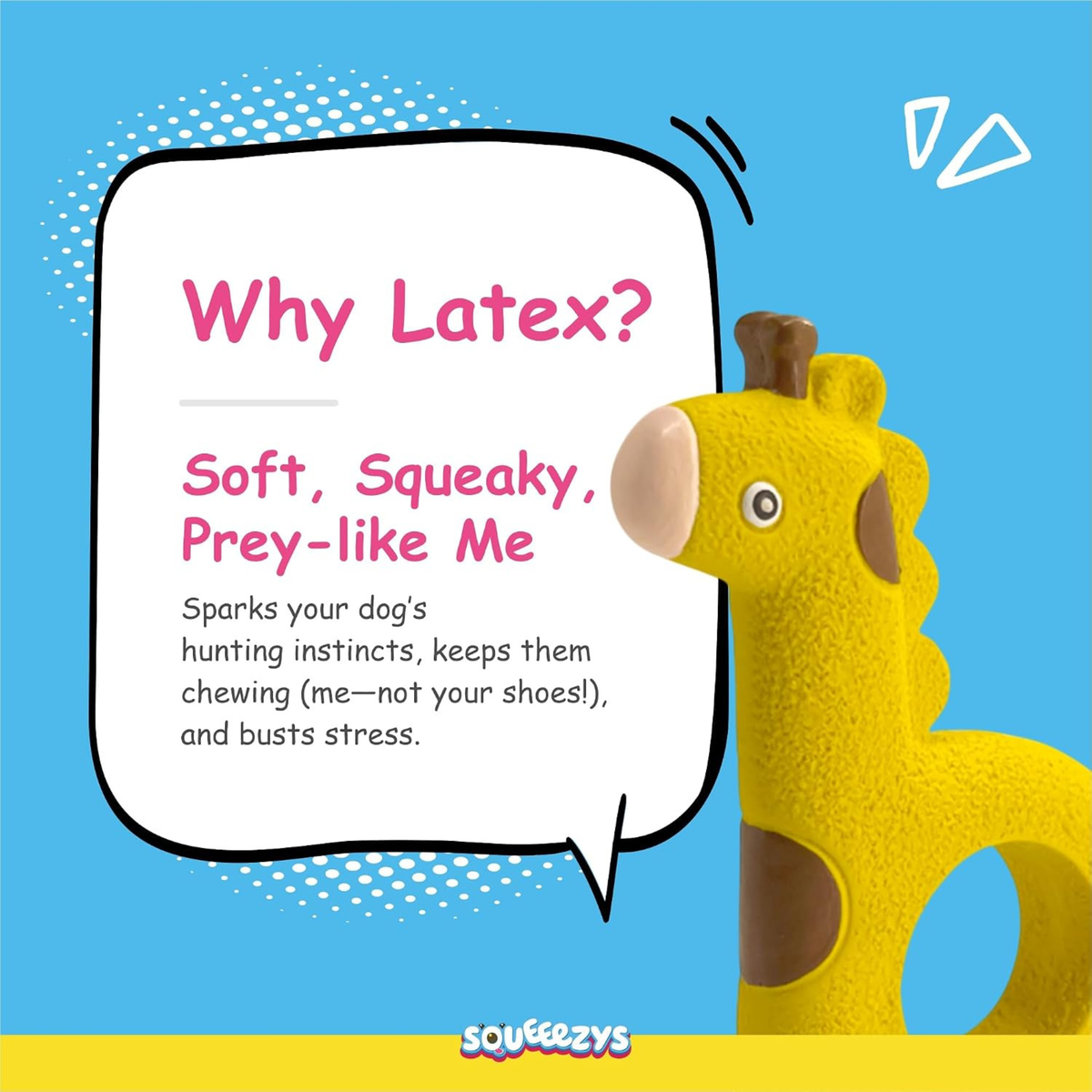 Holey Giraffe – Squeaky Latex Toy for Dogs (0-30kgs) – Yellow