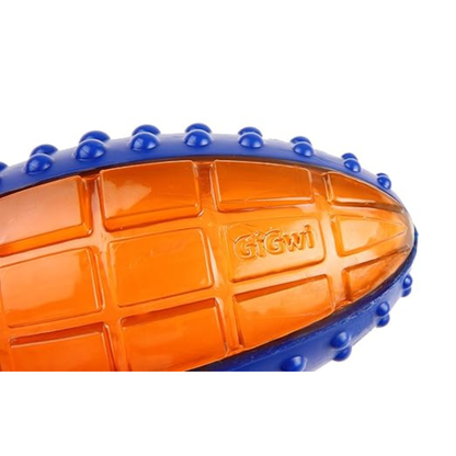 GiGwi Push to Mute Rugby Dog Toy Orange - Squeaker Toy Suitable for Medium to Large Dog Breeds