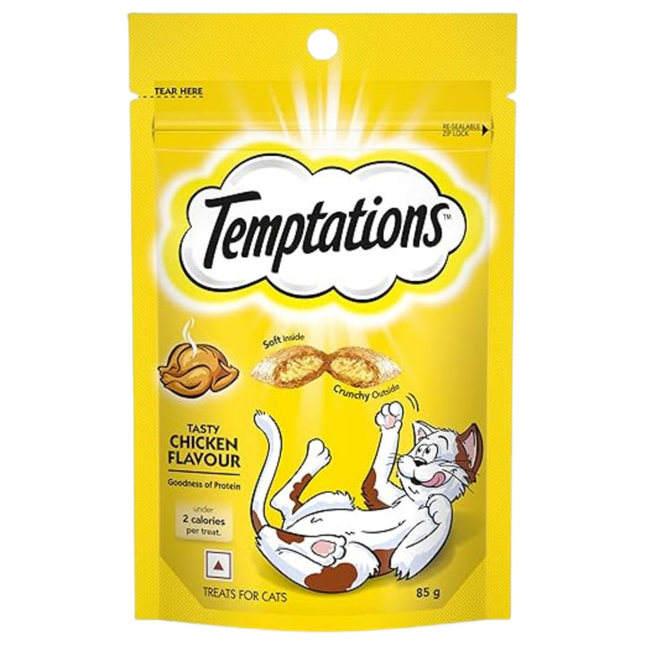 Temptations Crunchy Cat Treats- Tasty Chicken Flavour (85g) - Rufftail Pune