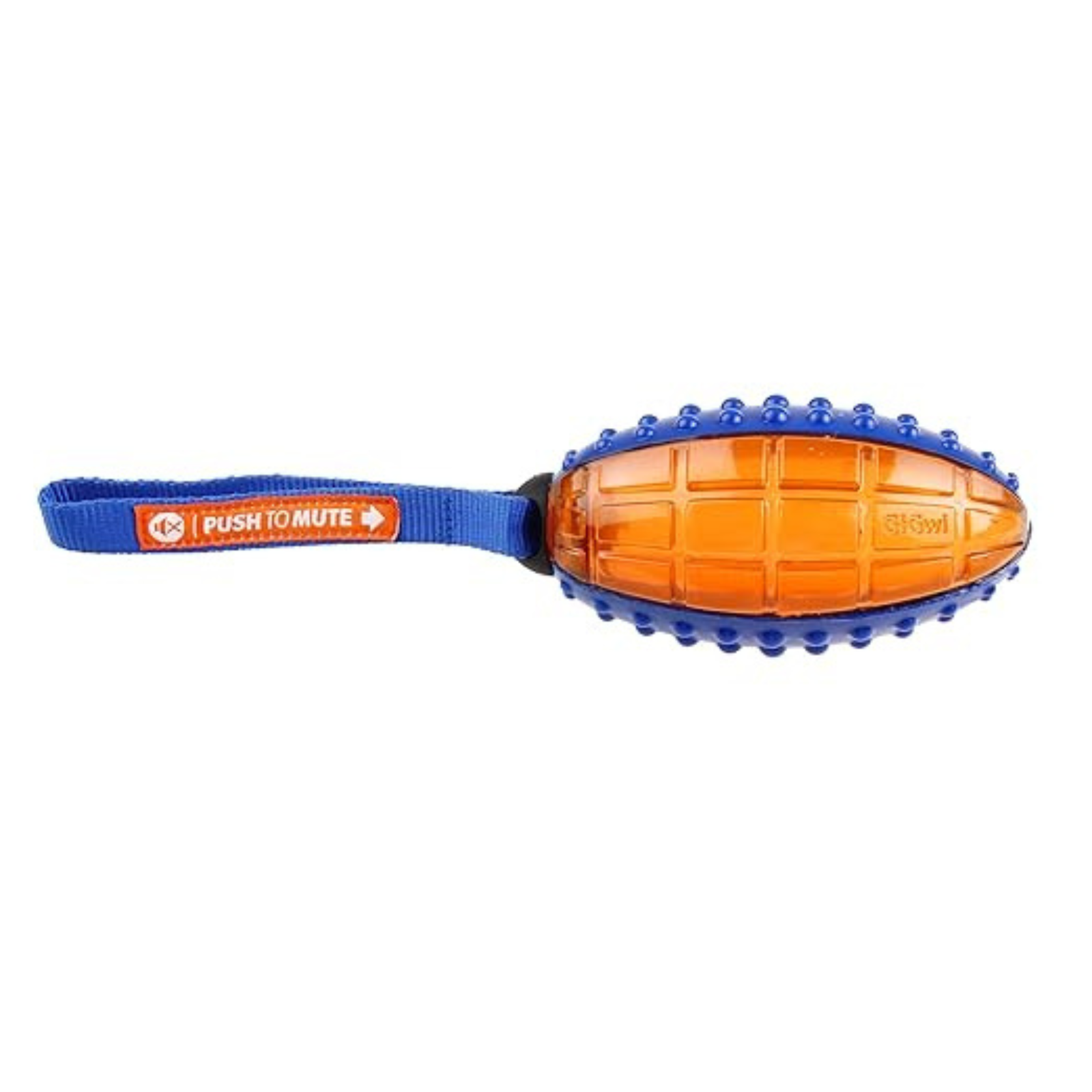 GiGwi Push to Mute Rugby Dog Toy Orange - Squeaker Toy Suitable for Medium to Large Dog Breeds - Rufftail