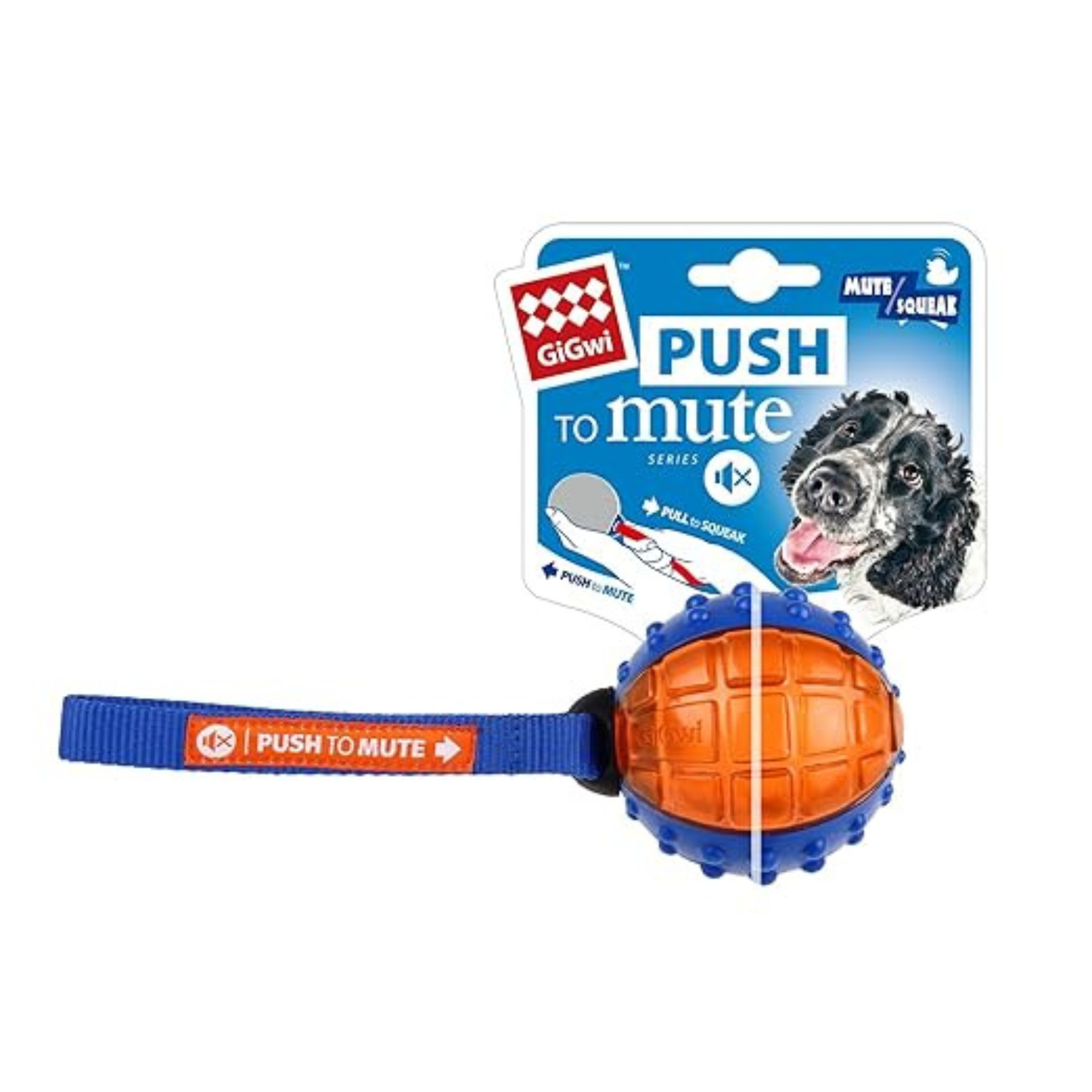 GiGwi Push to Mute Ball Dog Toy Orange -  Suitable for Medium to Large Dog