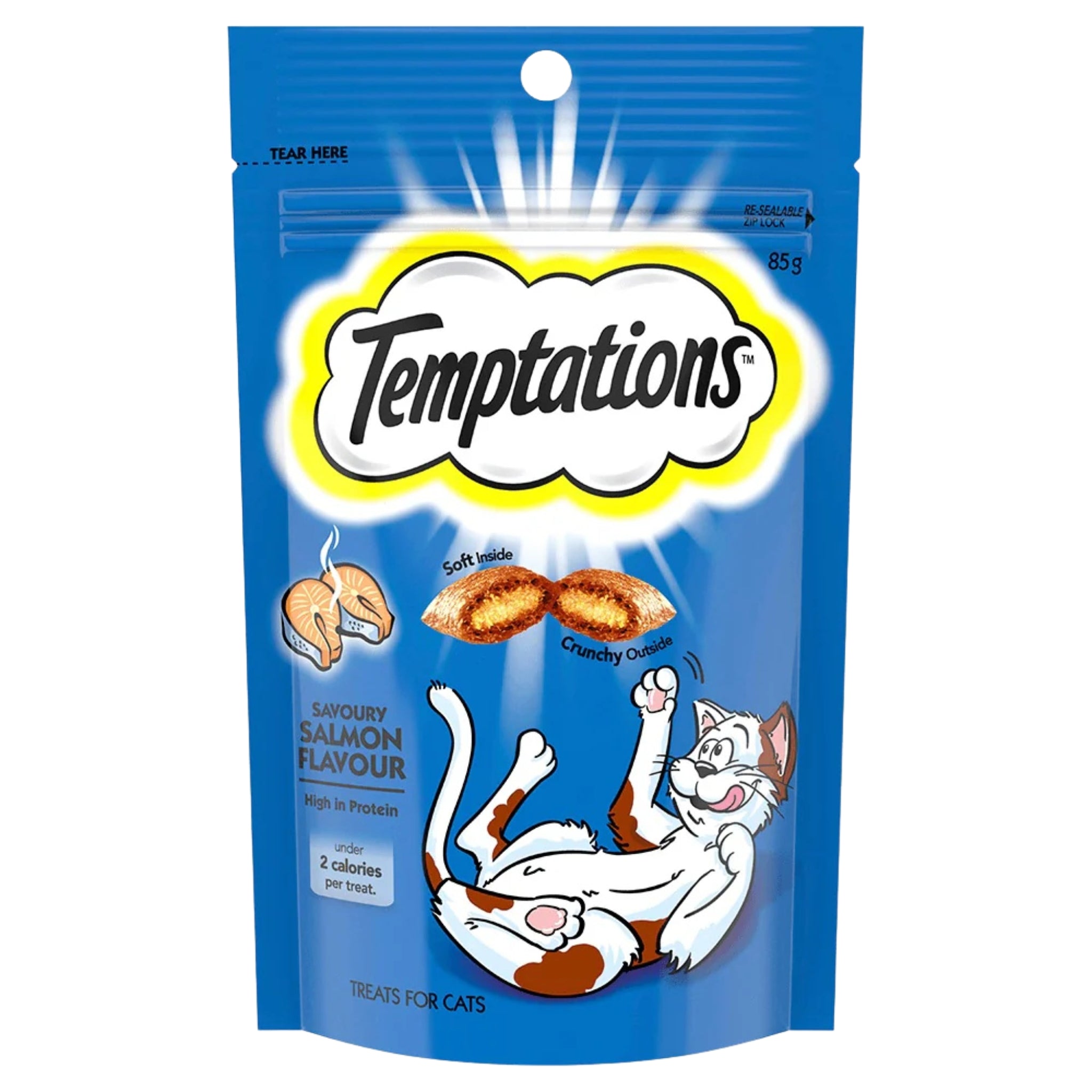 Temptations Crunchy Cat Treats - Savoury Salmon Flavour (85g)