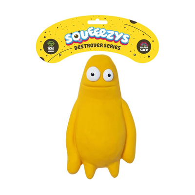 SQUEEEZYS Monster Brother – Squeaky Latex Toy for Medium Dogs (0–20kgs) – Yellow