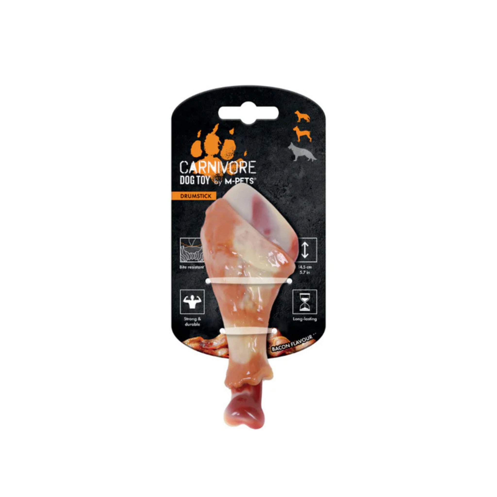 M-Pets CARNIVORE Dog Toy Drumstick - Bacon Flavour (Large) - Rufftail