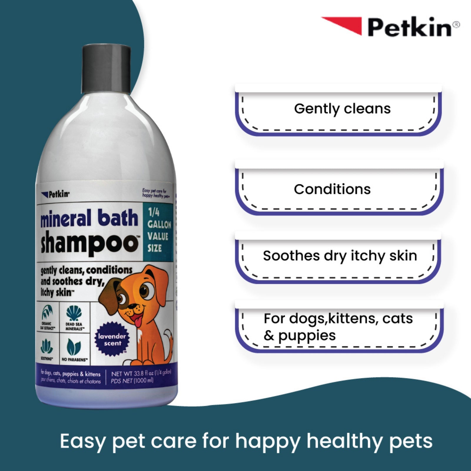 Petkin Mineral Bath Dog Shampoo Lavender - 1 lit - Rufftail