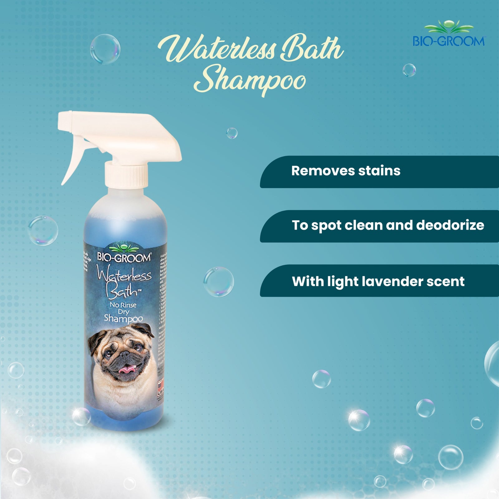Bio-Groom Waterless Bath No Rinse Tear Free Shampoo for Dogs- 473 ml product image 2 - Rufftail Pune