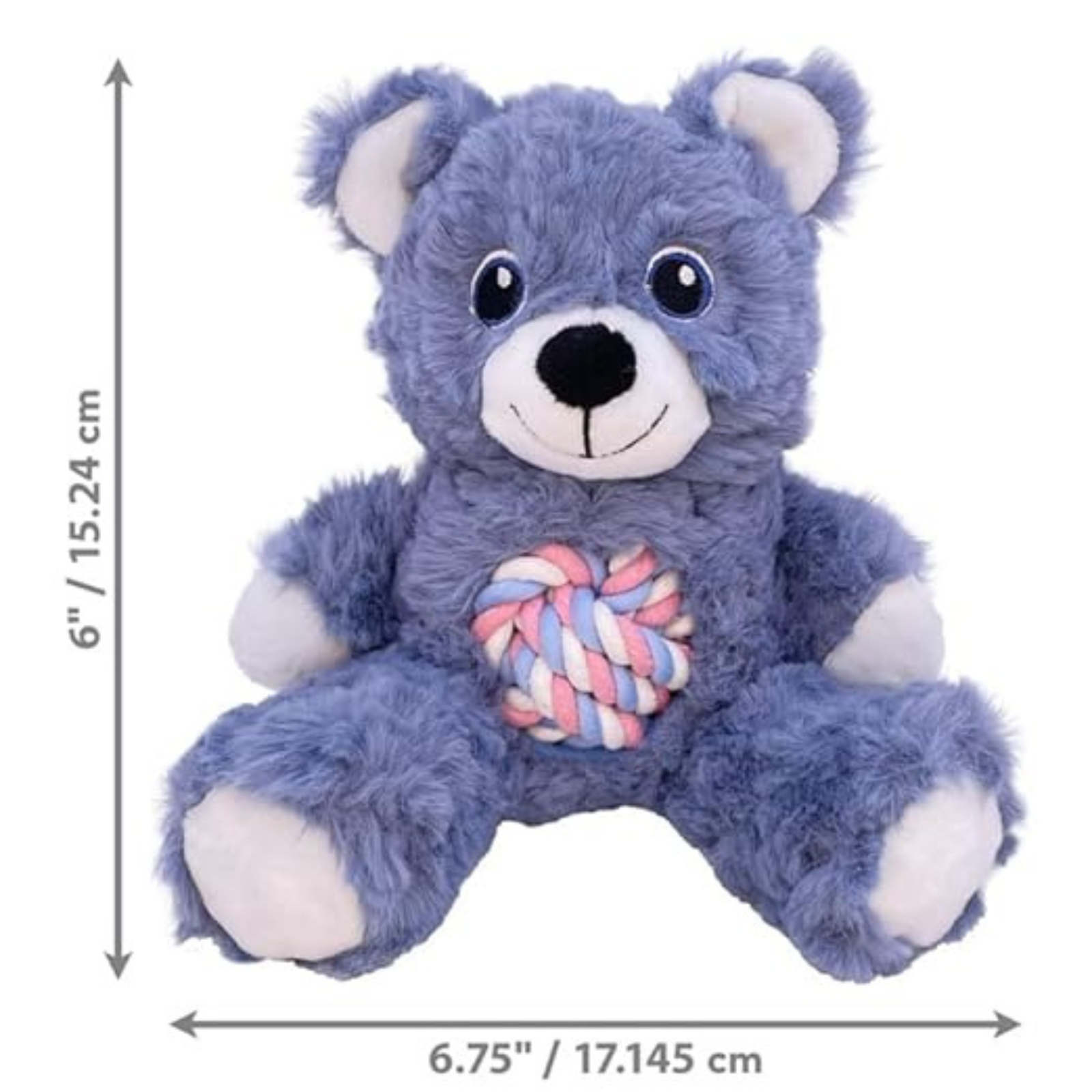 KONG Knots Teddy Bear - Knotted Rope Tummy & Tail Soft Plush & Squeaky Puppy Dog Toy Pink (Small) - Rufftail