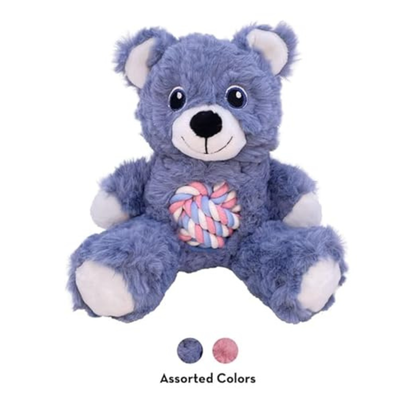 KONG Knots Teddy Bear - Knotted Rope Tummy & Tail Soft Plush & Squeaky Dog Toy (Small)