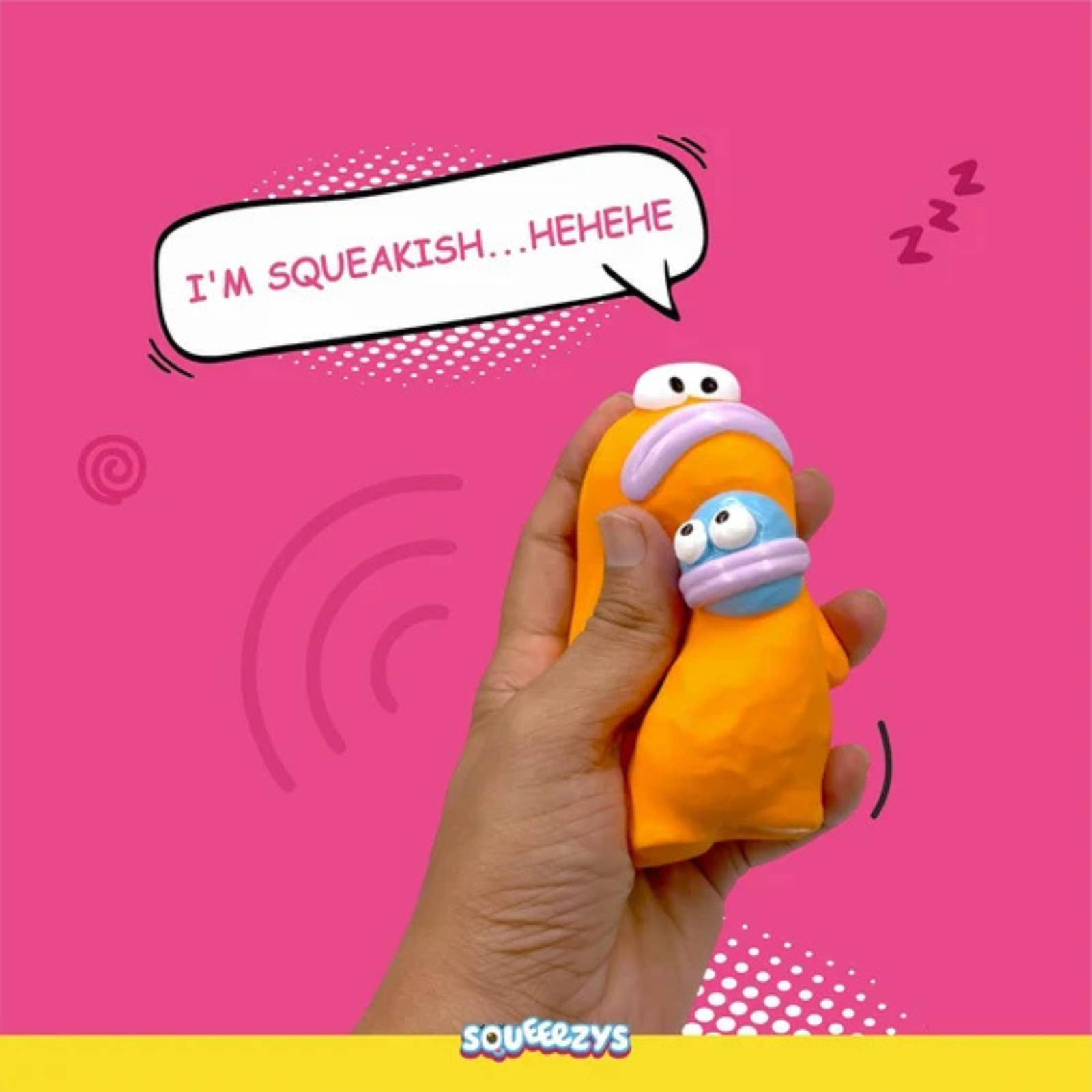 Squeeezys Latex Monster Brother Dog Toy - Orange Blue