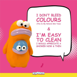 Squeeezys Latex Monster Brother Dog Toy - Orange Blue