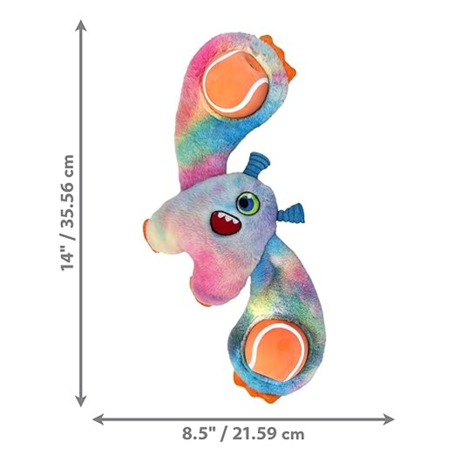 KONG Woozles Monsters Dog Toy, Soft Plush with Half-Ball Arms - Two Squeakers for Engaging Play